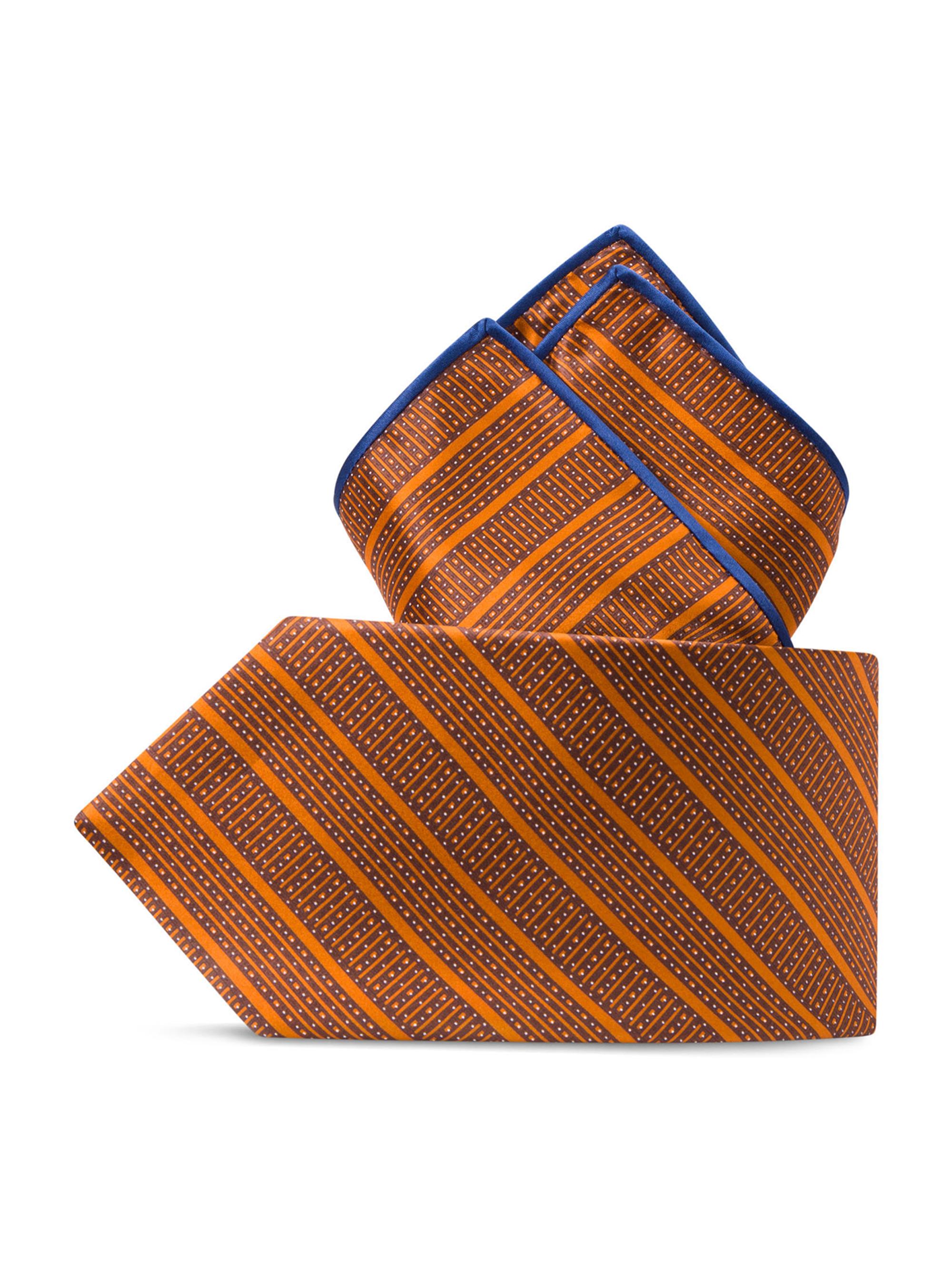 Stefano Ricci Men's Luxury Printed Silk Tie Set - Orange | Thumbnail 4