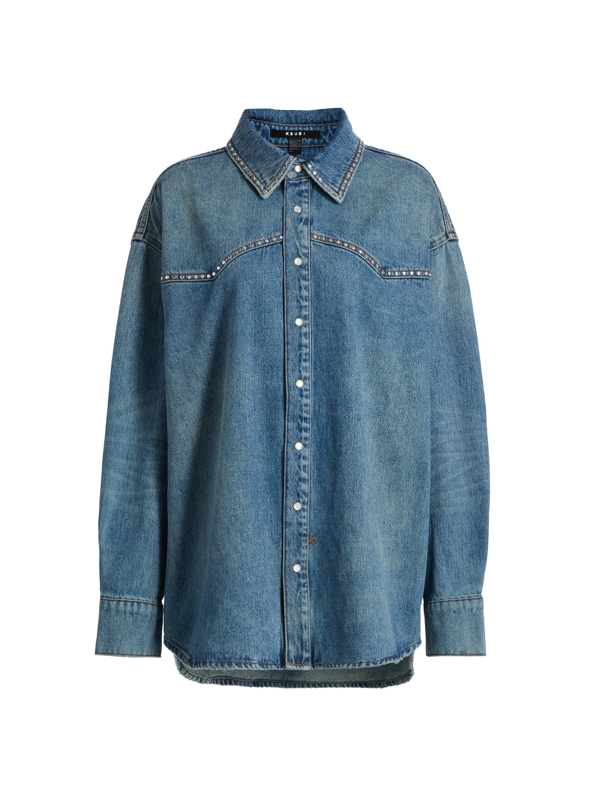 Ksubi Women's Neo-Nostalgia Texas Blue Studded Denim Oversized Shirt - Denim