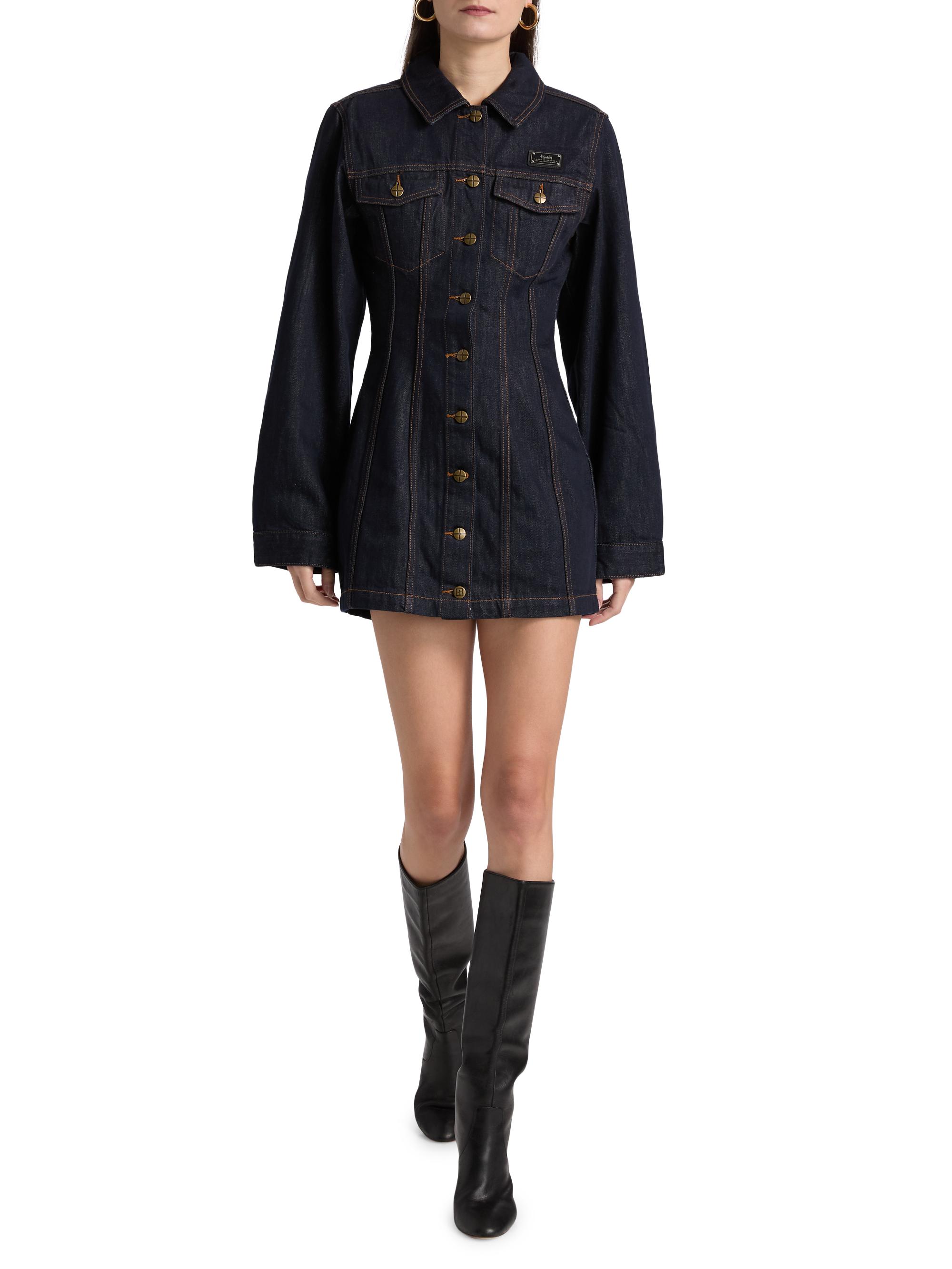 white christmas dresses Mid Blue Denim 90s Inspired Mini Dress by Rolla's – Black Salt main image 0