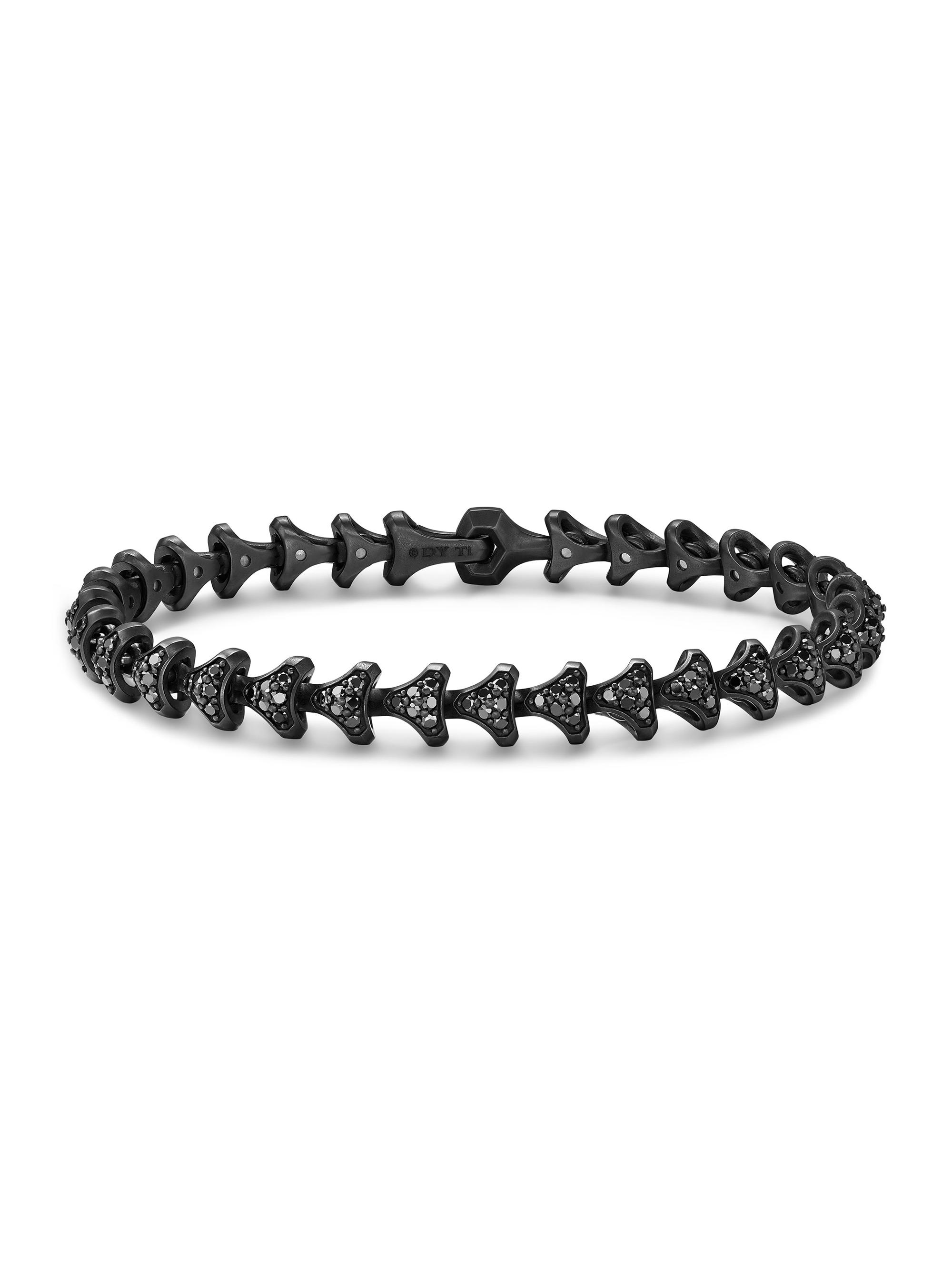 David Yurman Men's Armory Link Bracelet in Black Titanium - Black Diamond