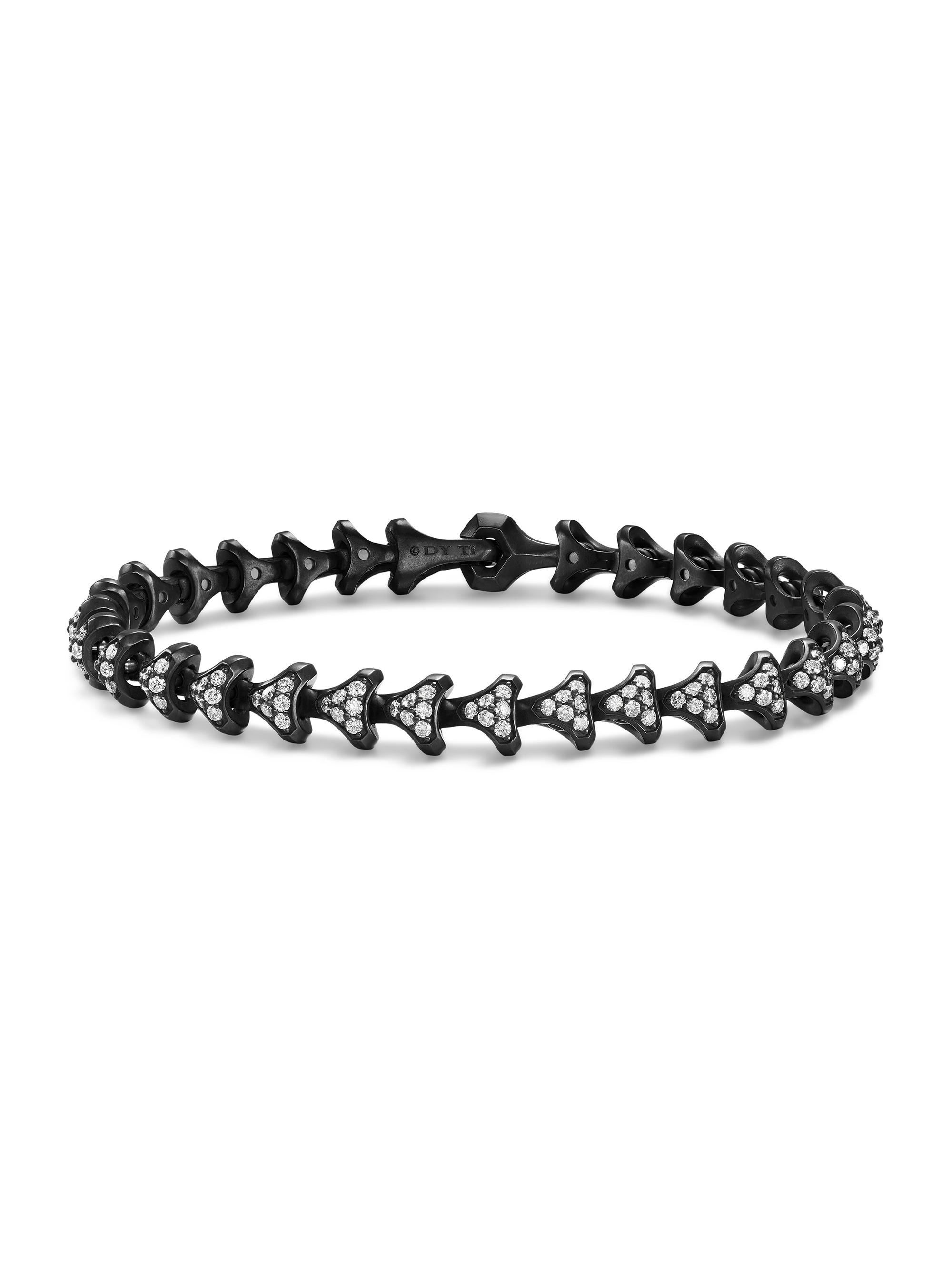 David Yurman Men's Armory Link Bracelet in Black Titanium - Diamond