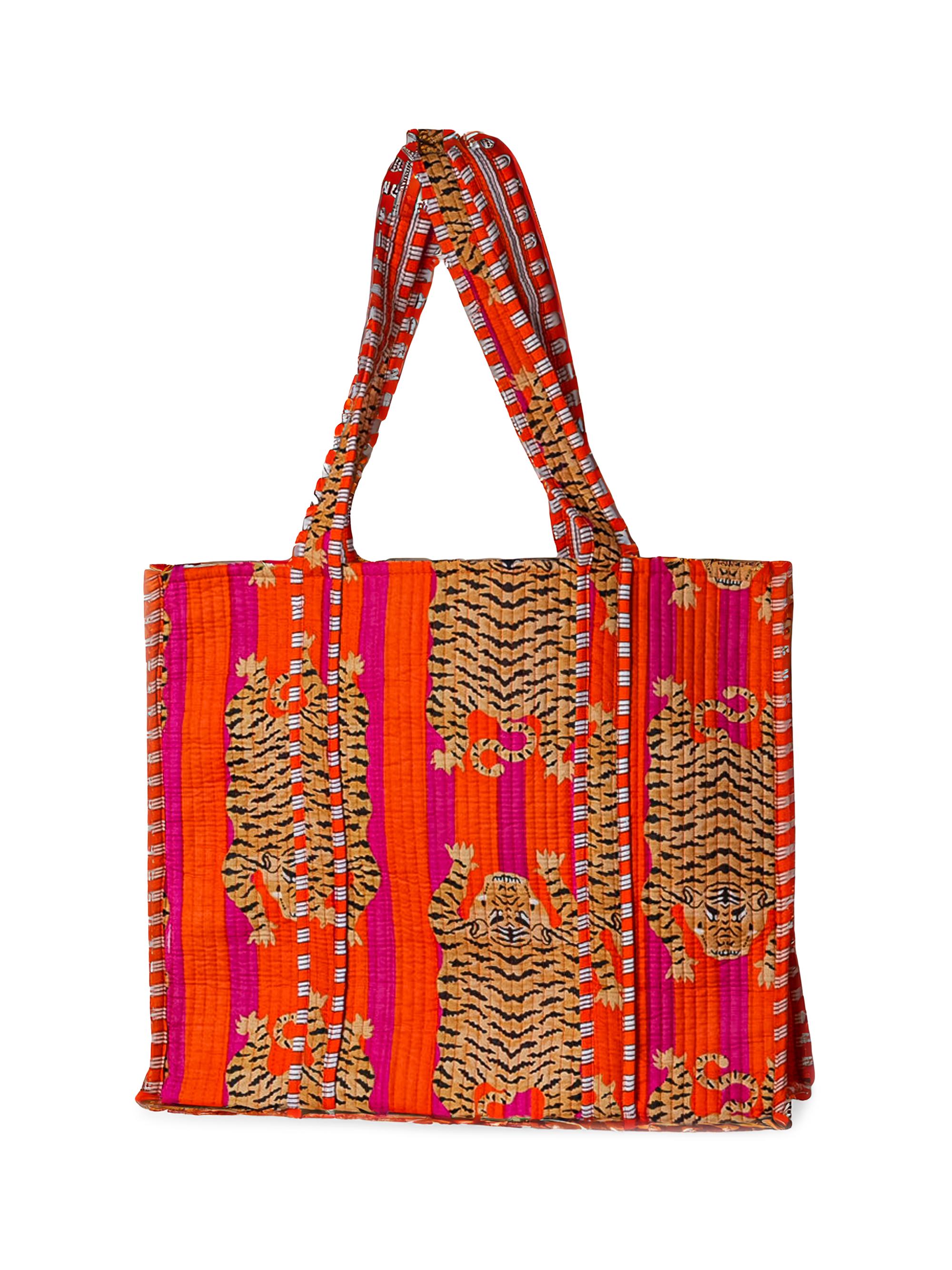 Verve Culture Women's Quilted Feline Tote Bag - Orange