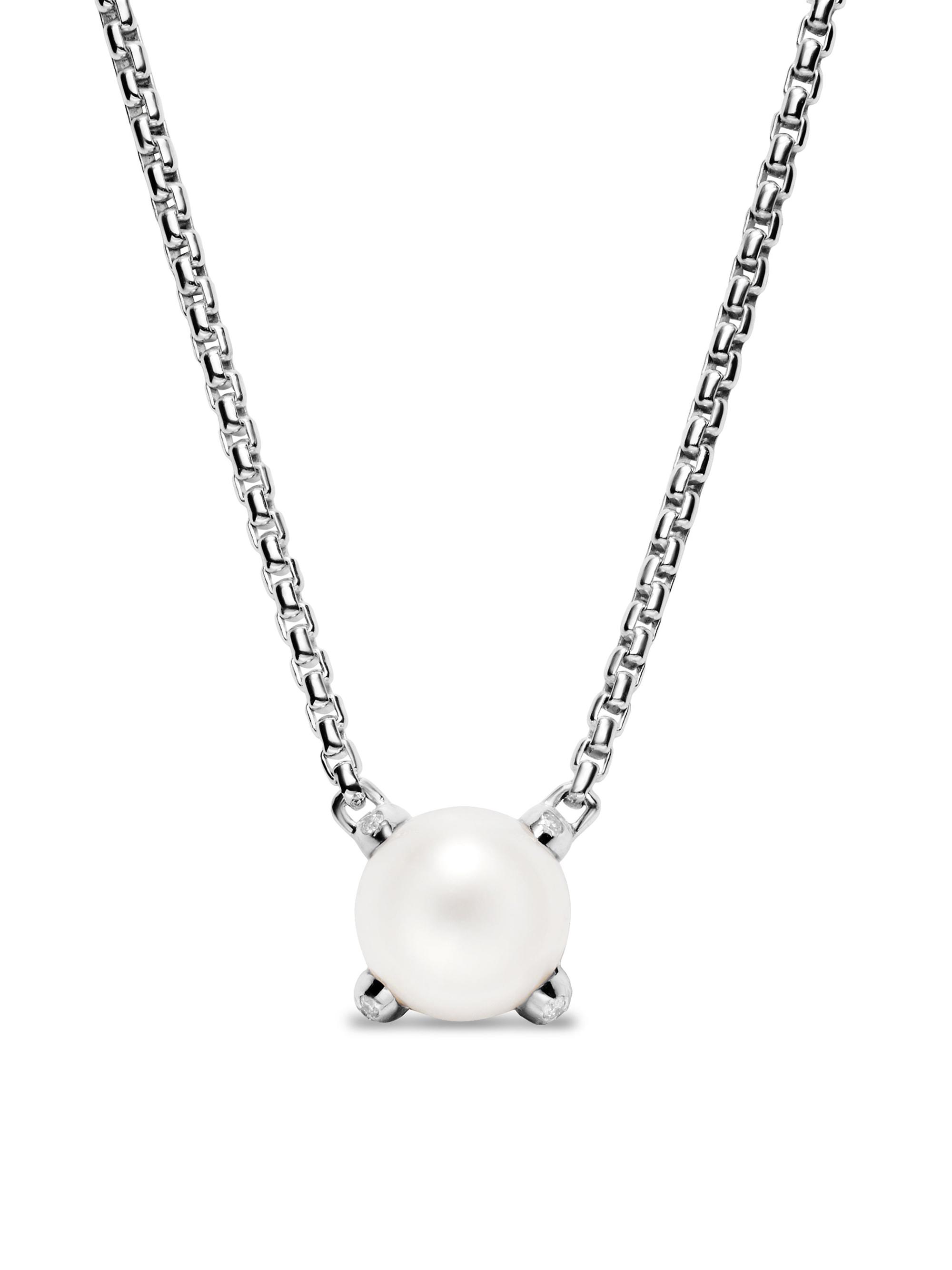 David Yurman Women's Pearl Classics Necklace in Sterling Silver with Diamonds - Pearl