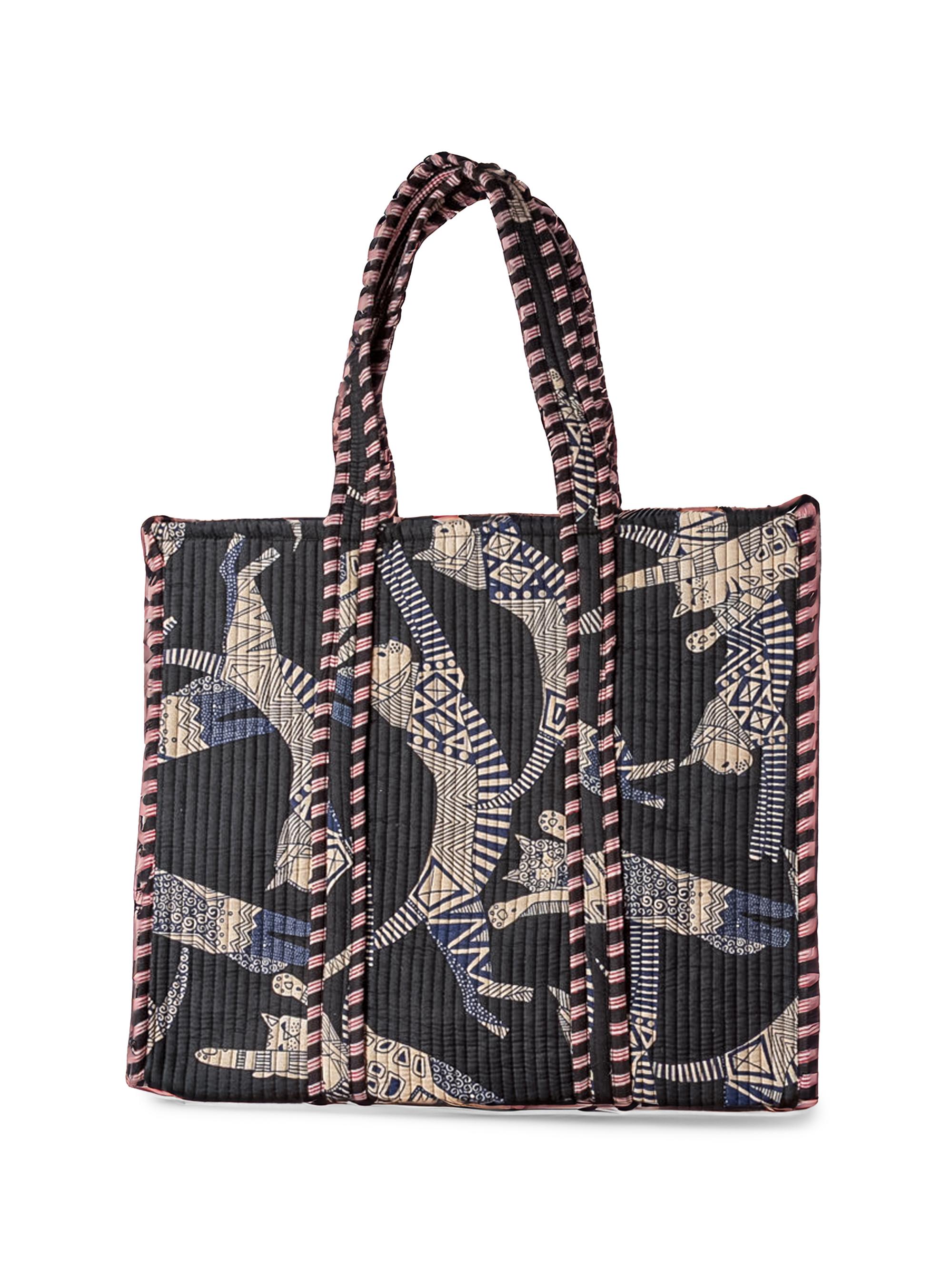 Verve Culture Women's Quilted Feline Tote Bag - Navy