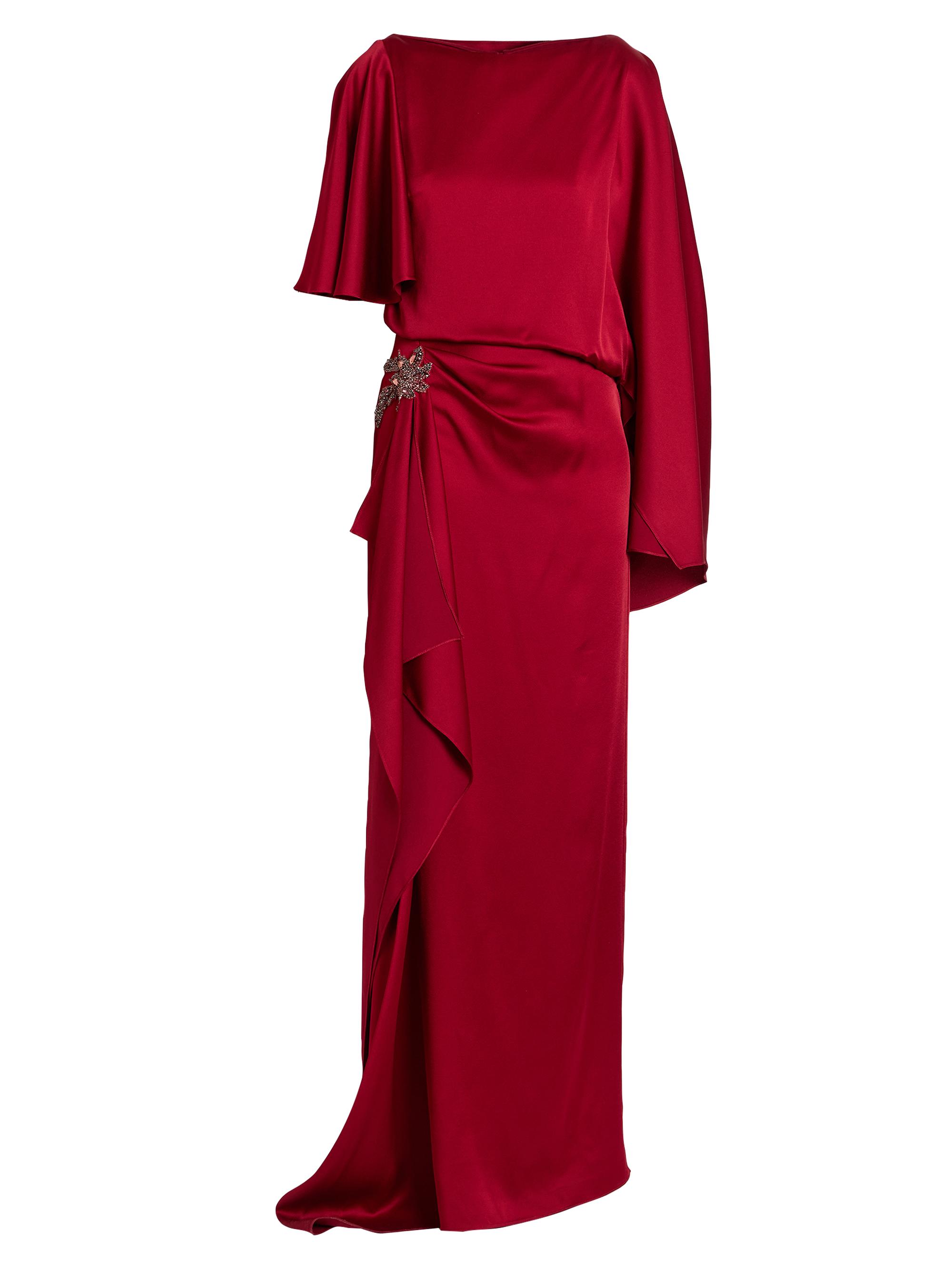 Erdem Women's Satin Embellished Draped Gown - Ruby Red