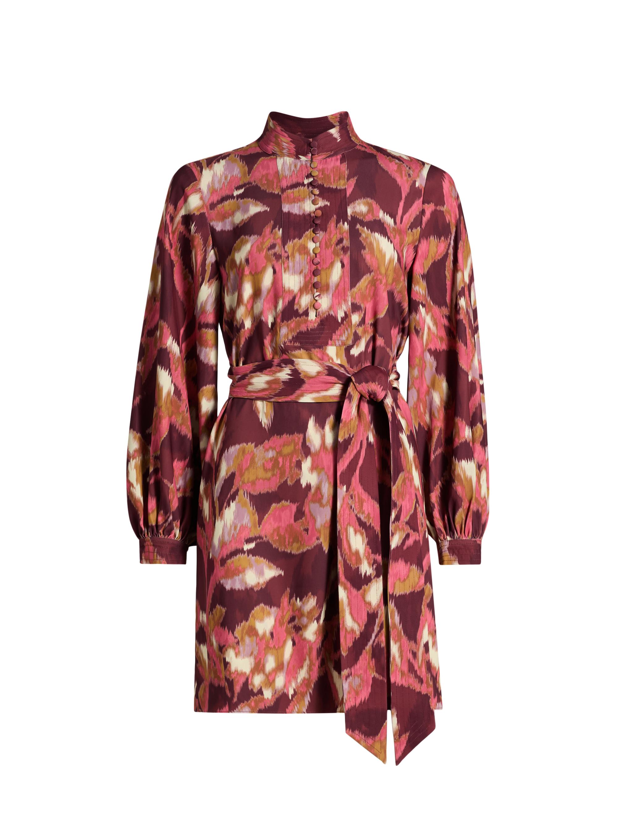 Figue Women's Izzie Printed Minidress - Ikat Foliage Bordeaux Red