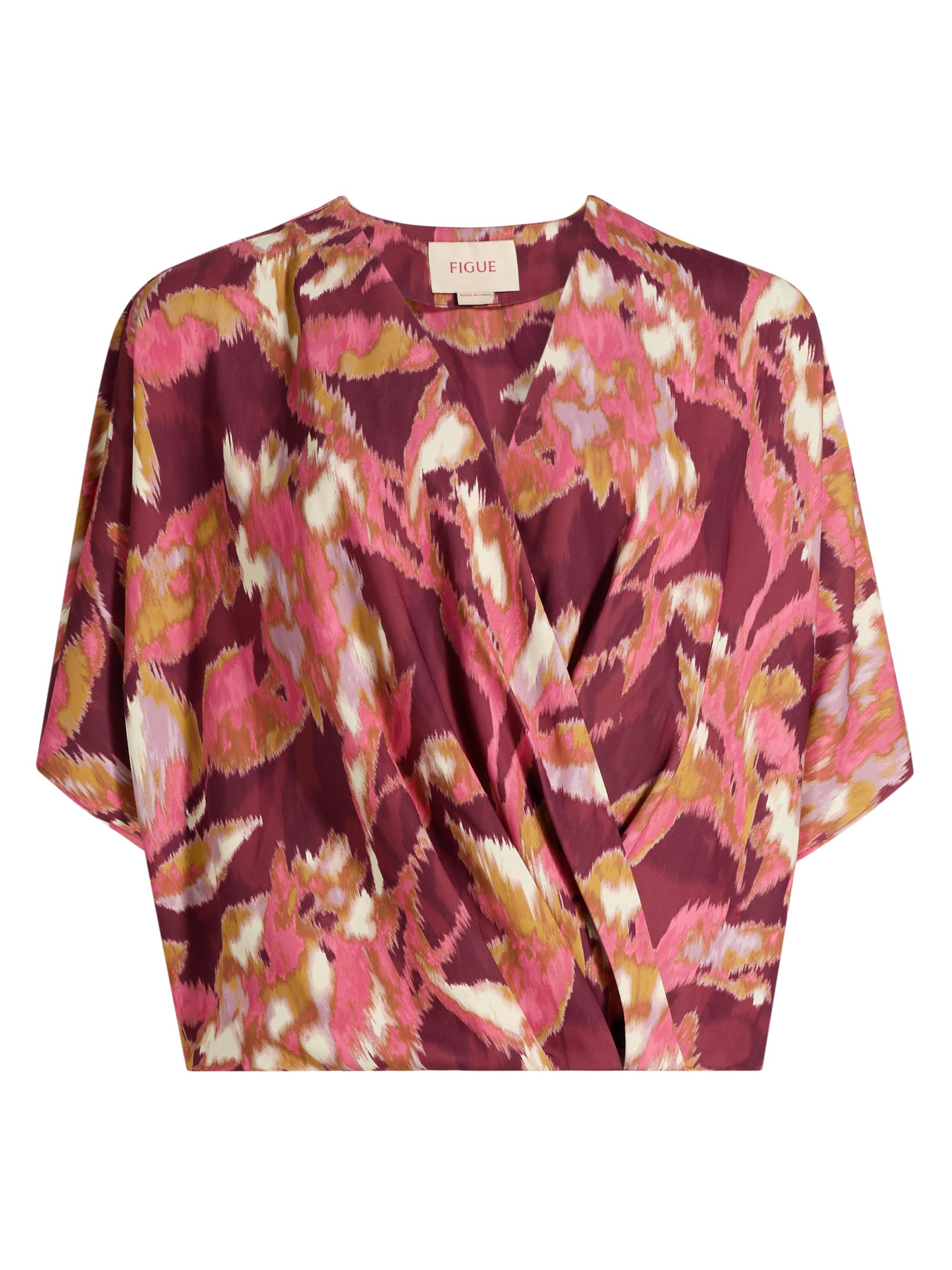 Figue Women's Mirabel Ikat-Inspired Blouse - Ikat Foliage Bordeaux Red