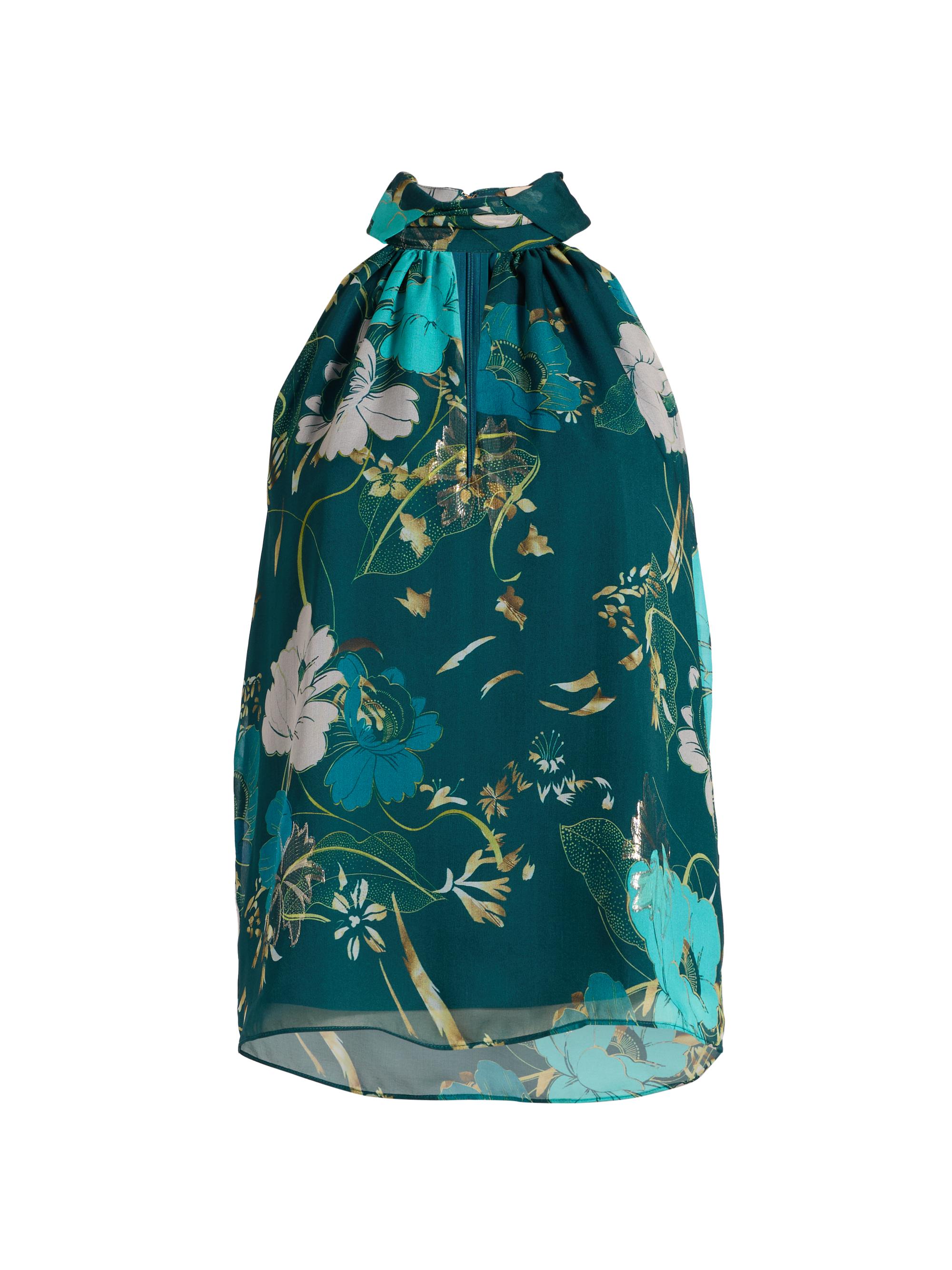 Figue Women's Yvette Floral Halter Top - Blooming Floral Peacock Blue