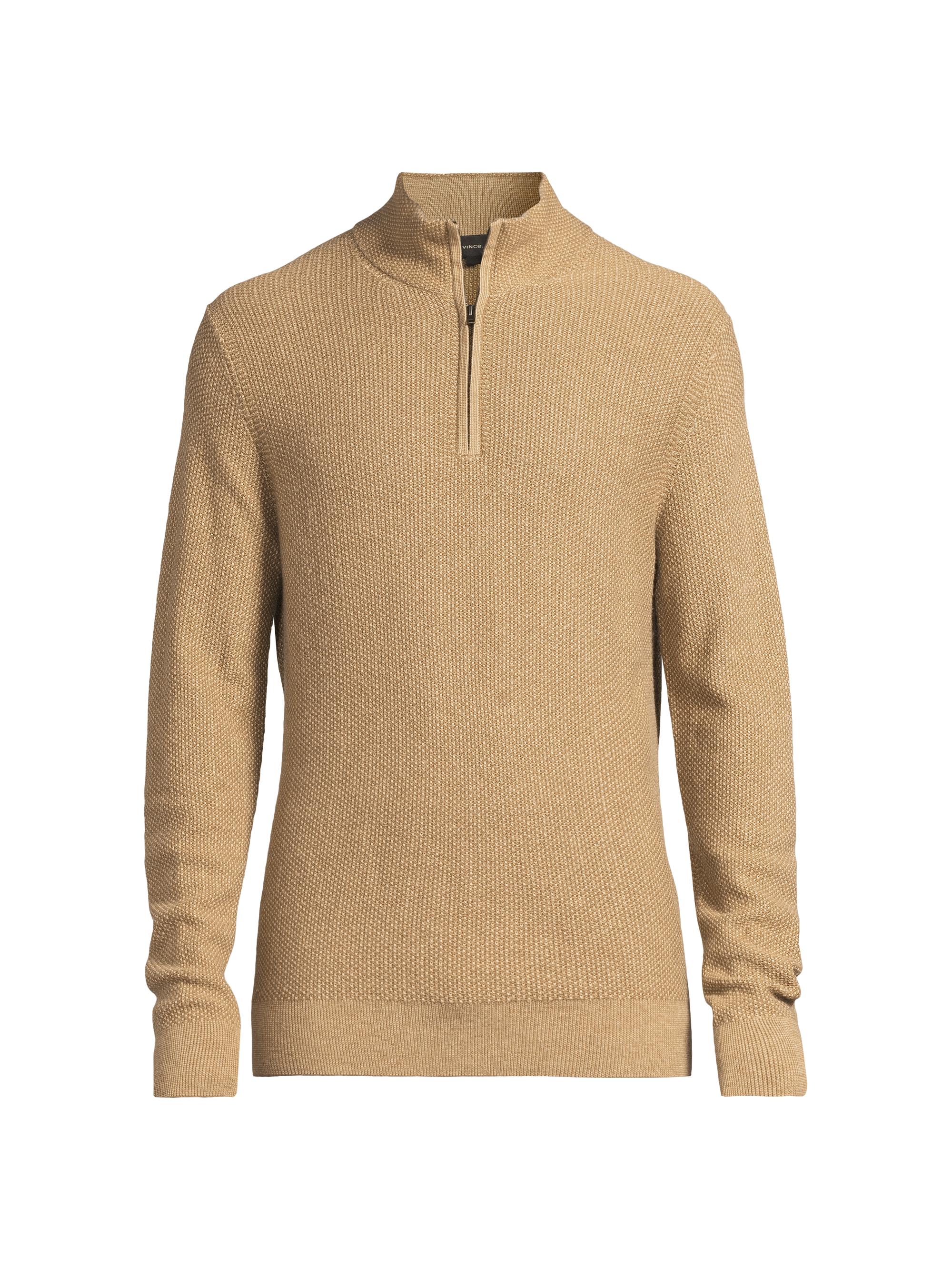 Vince Men's Geo-Jacquard Quarter-Zip Sweater - River Sand