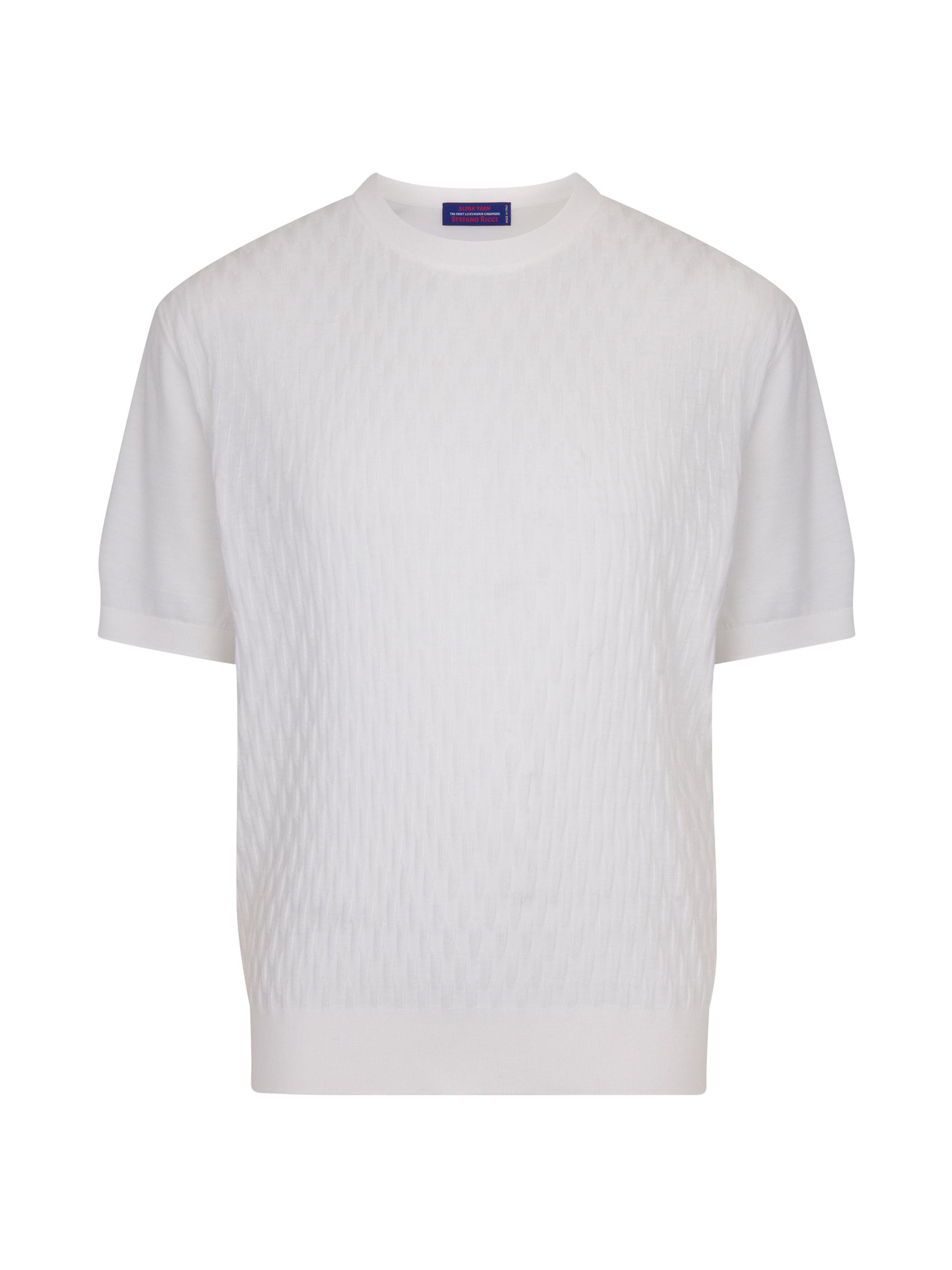 Stefano Ricci Men's Alpha Yarn Cashmere Knit Crewneck Sweater - White