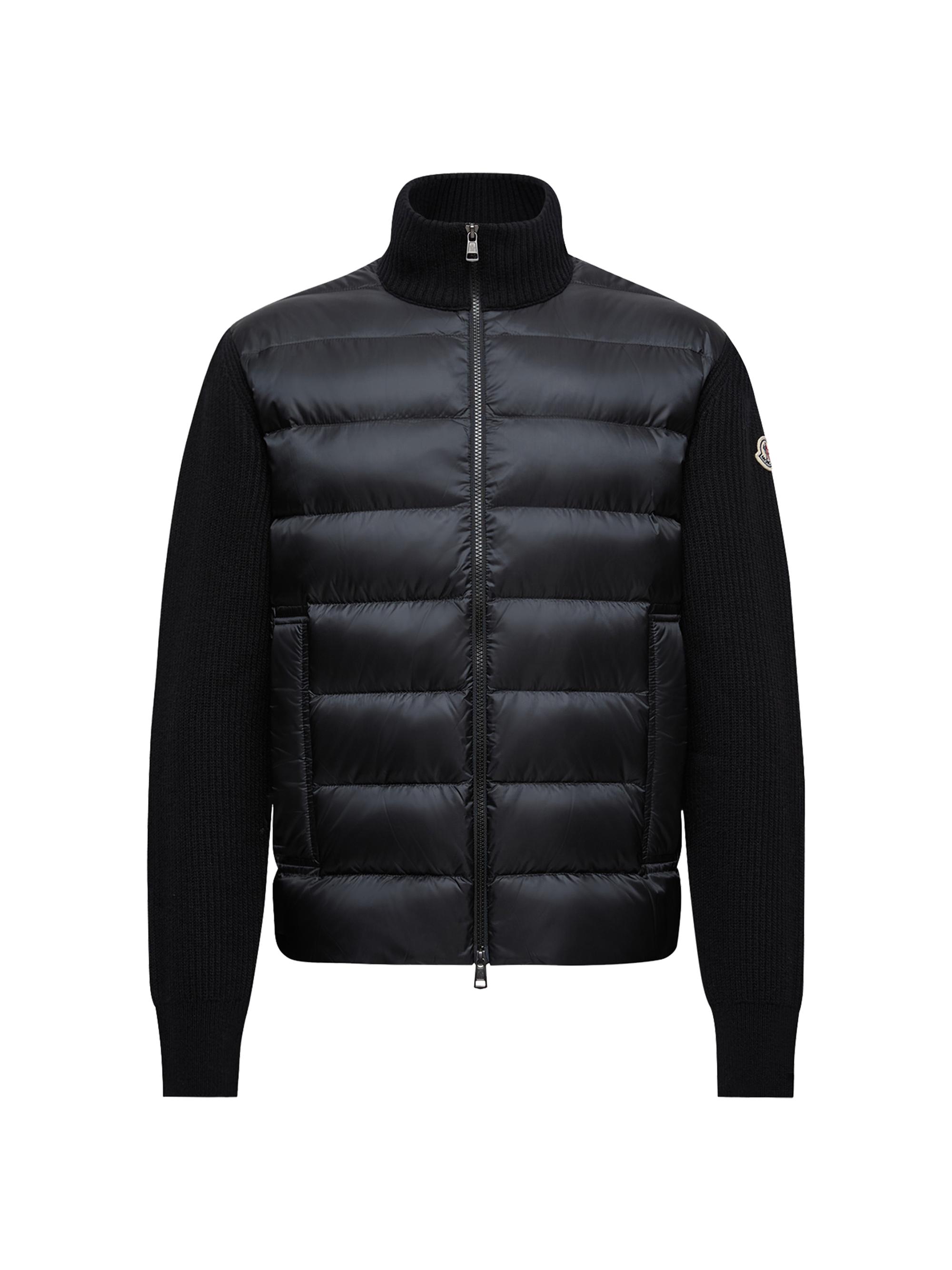 Moncler Men's Down-Filled Zip-Up Cardigan in Wool and Cashmere - Black