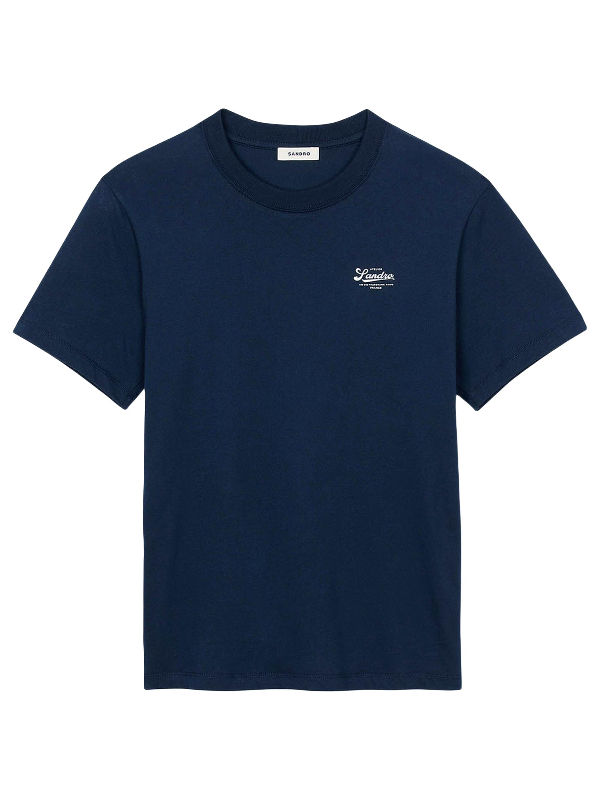 Sandro Men's T-Shirt with Appliqué Logo - Midnight Blue