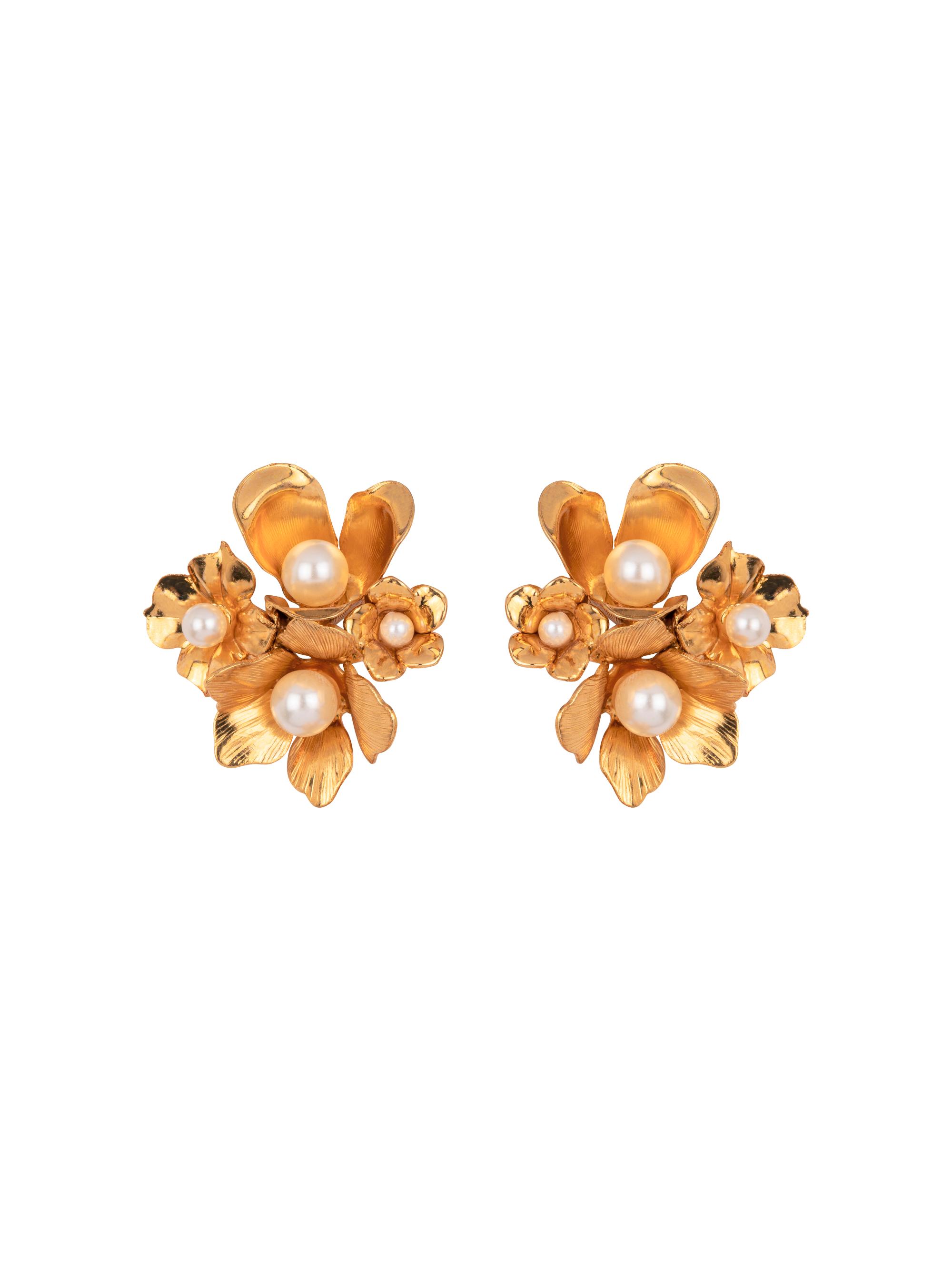 Jennifer Behr Women's Orsola 18K-Gold-Plated & Imitation Pearl Flower Cluster Stud Earrings - Gold