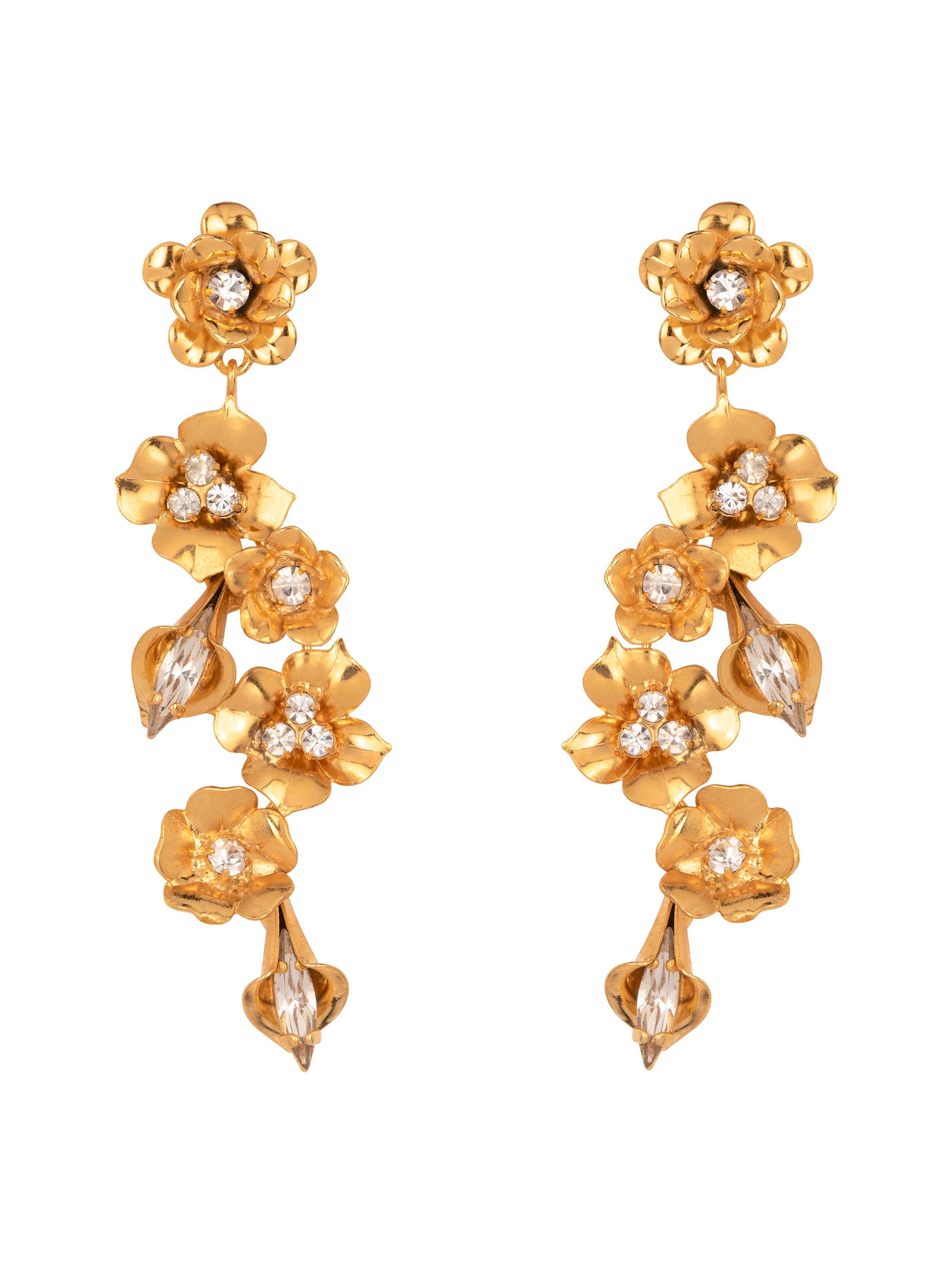 Jennifer Behr Women's Vanora 18K-Gold-Plated & Crystal Flower Drop Earrings - Gold
