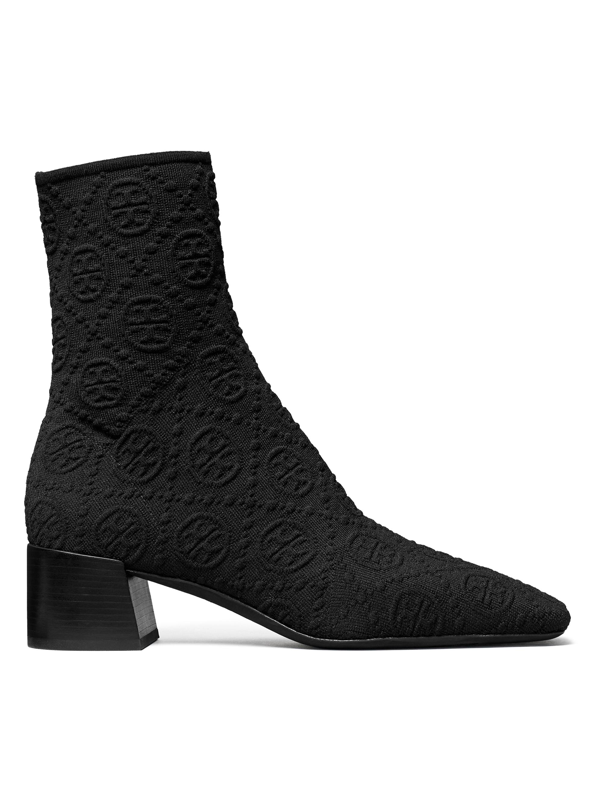 Tory Burch Women's 45MM Monogrammed Stretch Ankle Boots - Perfect Black