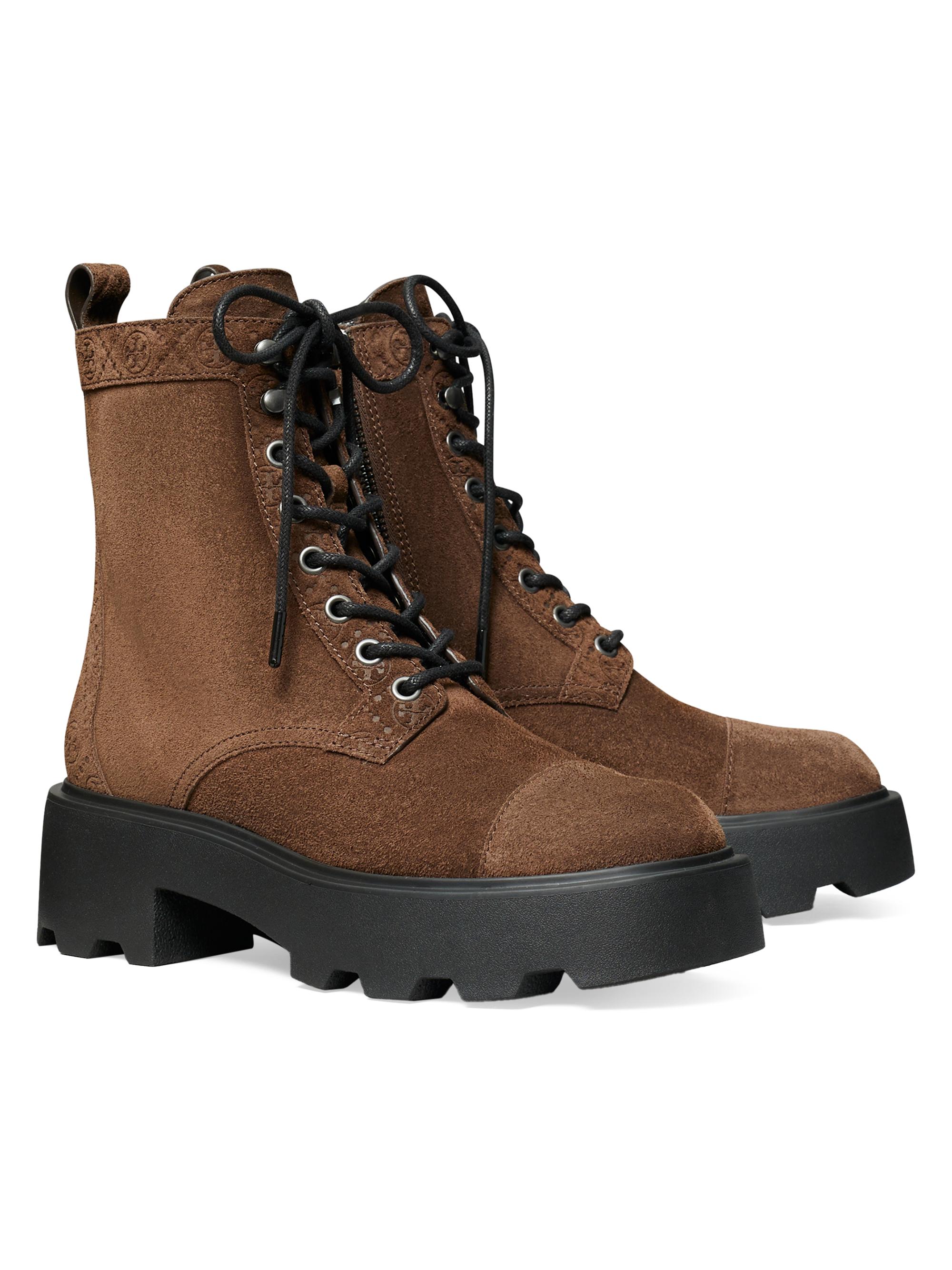 Tory Burch T Monogram 65MM Suede Lug-Sole Ankle Boots | Saks Fifth