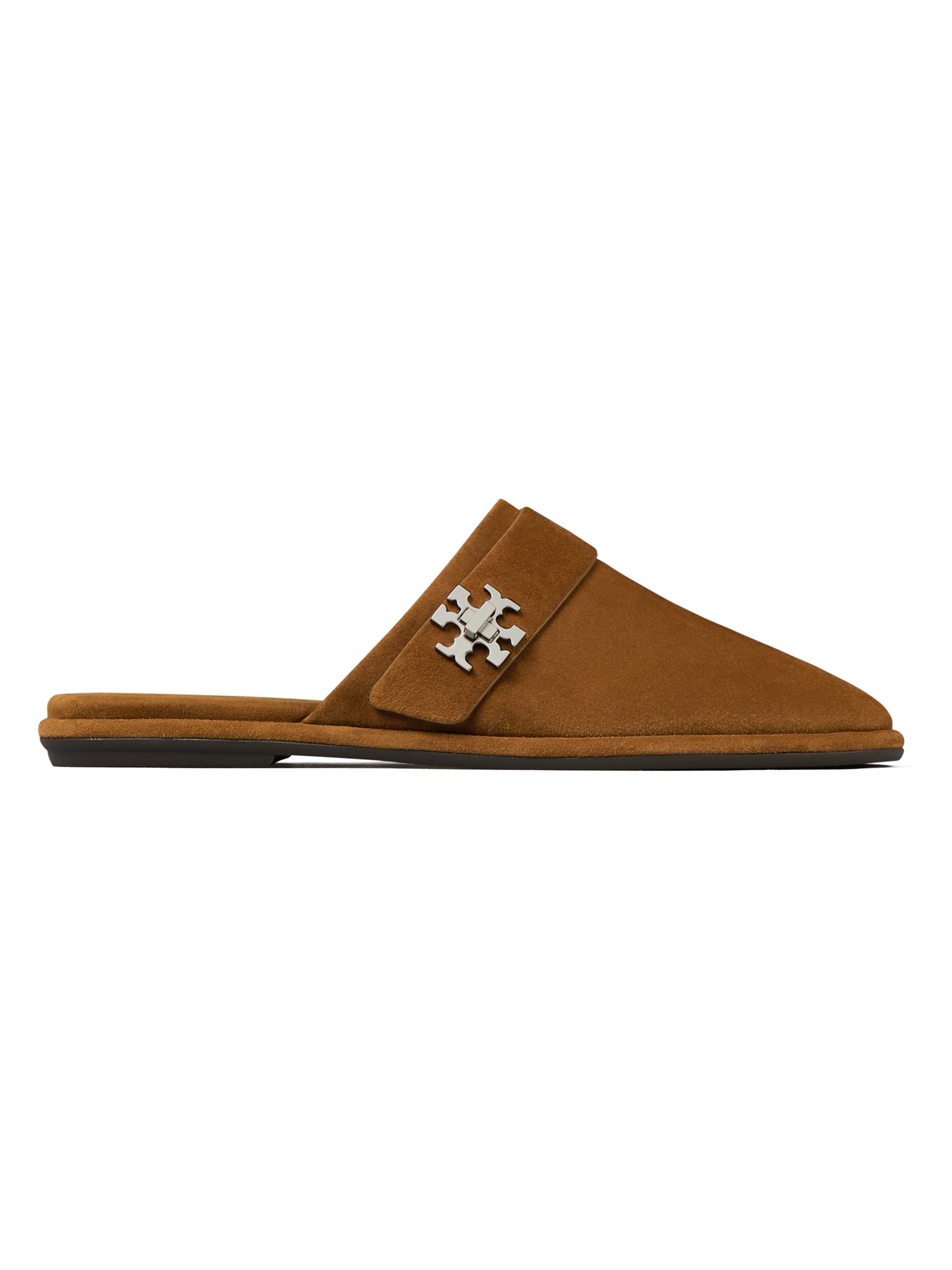 Tory Burch Women's Turnlock Suede Mules - Cognac Brown