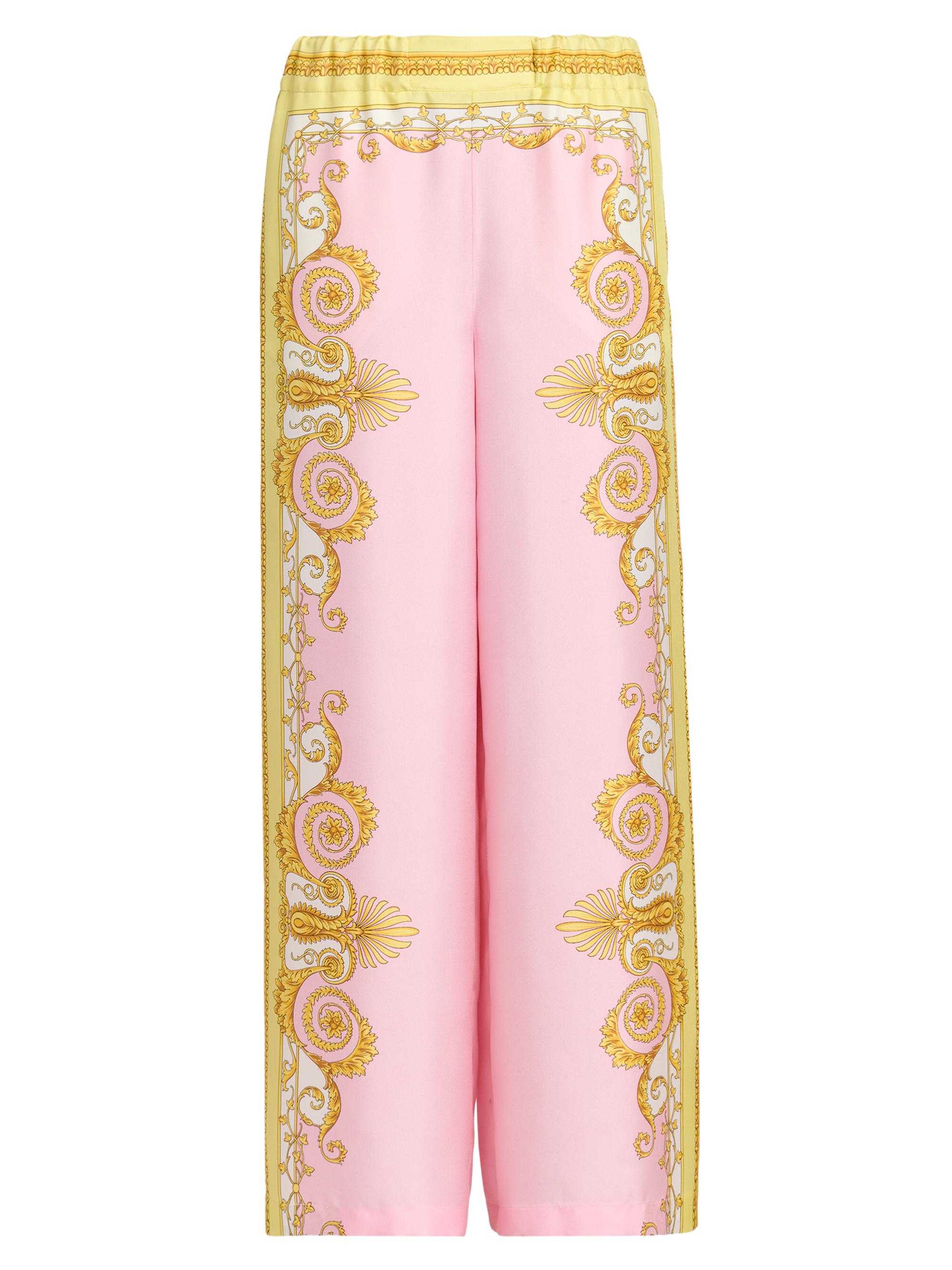 Versace Women's Barocco Foulard Silk Twill Pants - Pale Yellow Rose Quartz