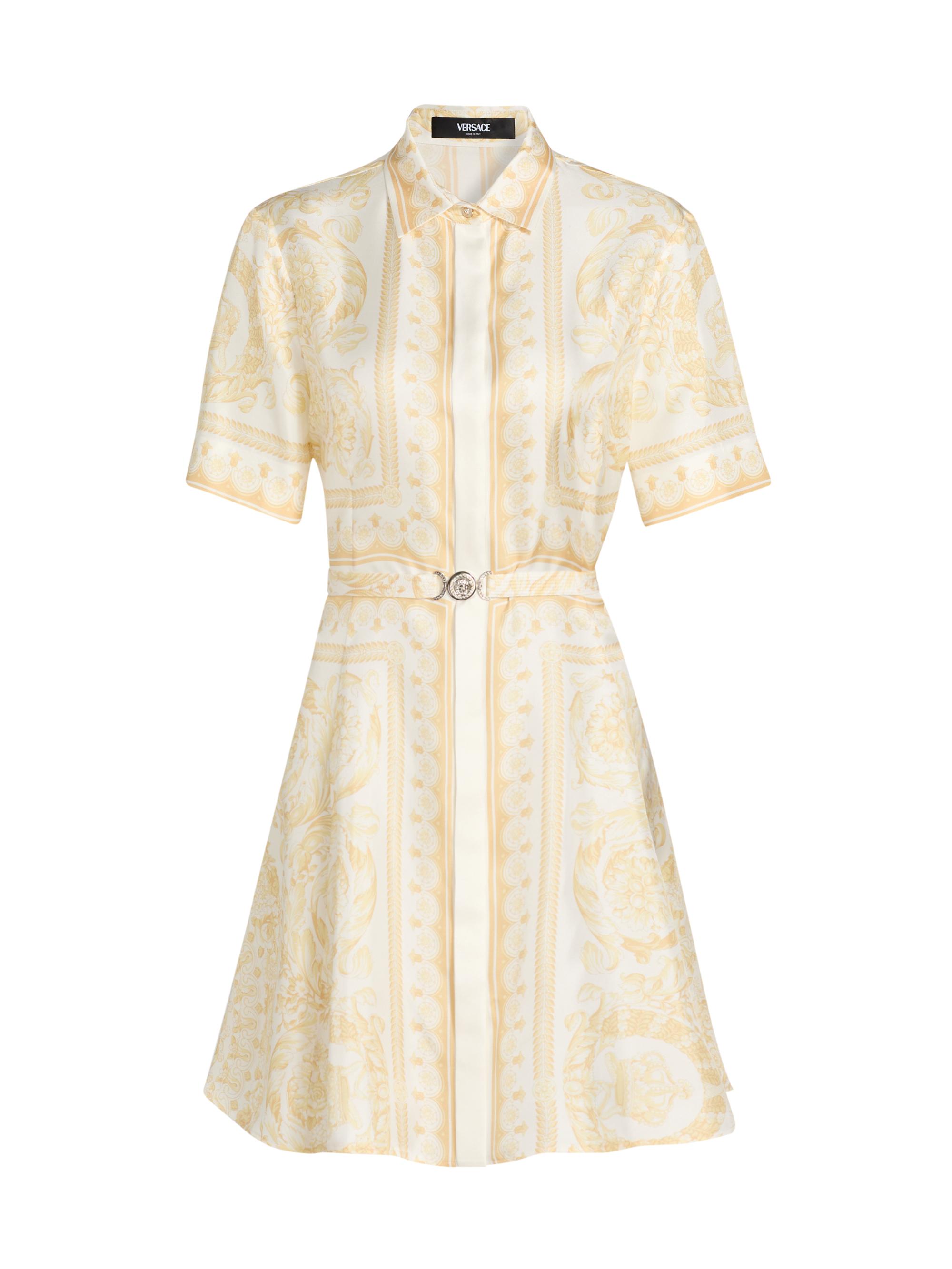 Versace Women's Barocco 92 Foulard Silk Twill Shirtdress - Washed Out Gold