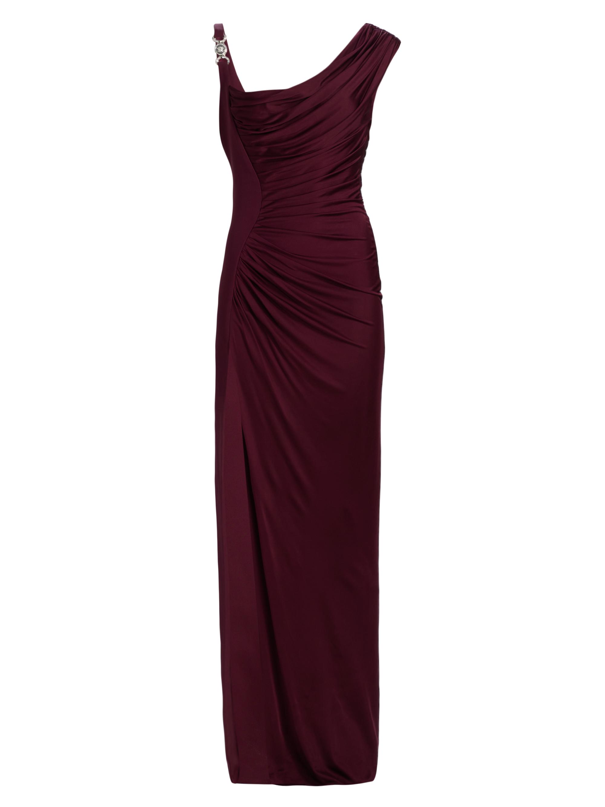 Versace Women's Medusa-Hardware Draped Satin Gown - Burgundy
