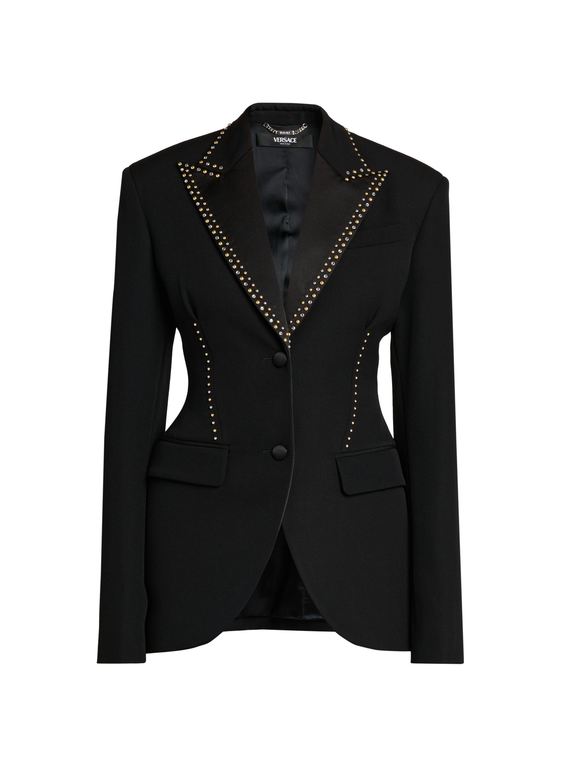 Versace Women's Grain Di Poudre Embellished Blazer - Black
