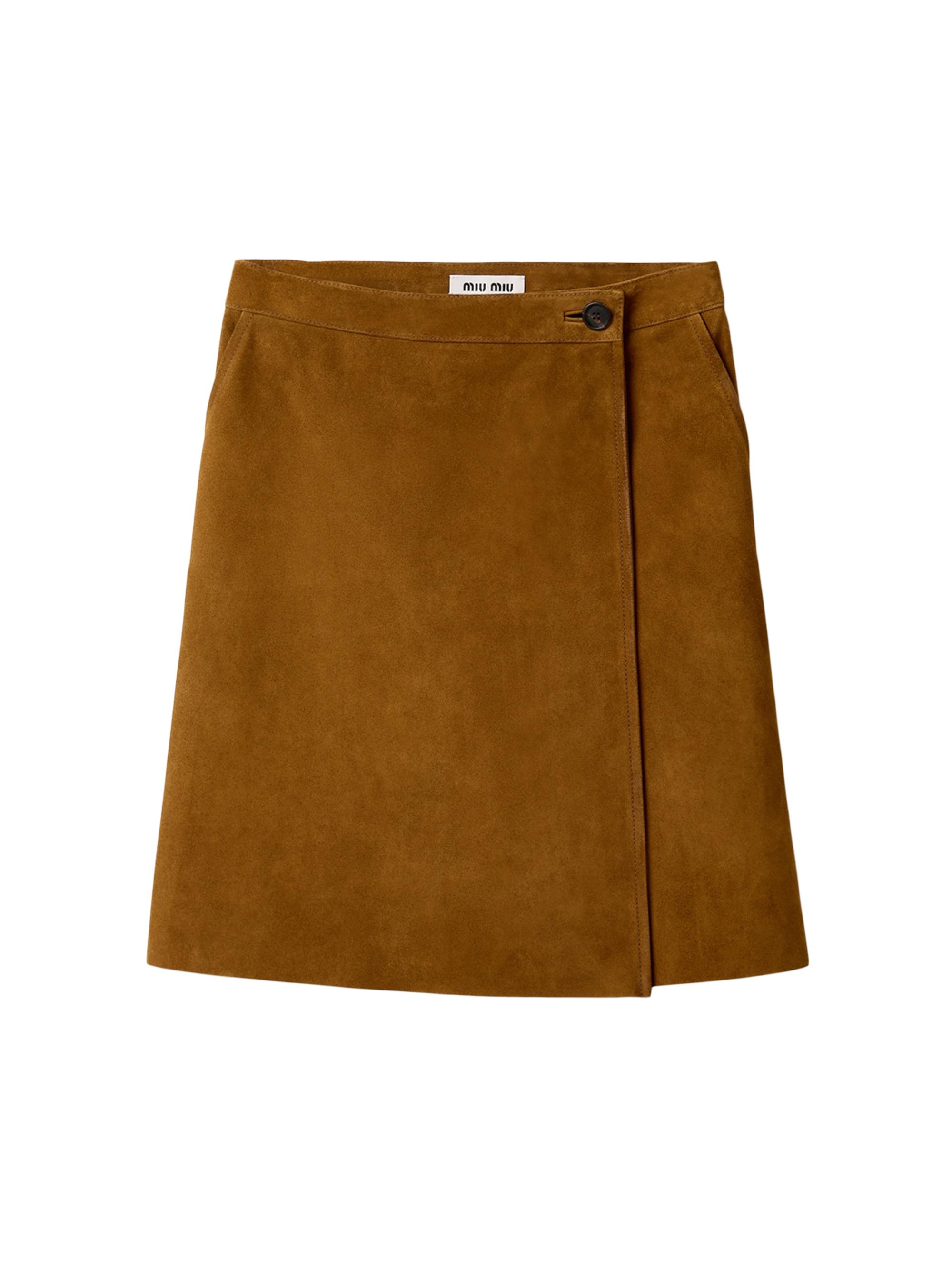 Miu Miu Women's Suede Wraparound Skirt - Beige