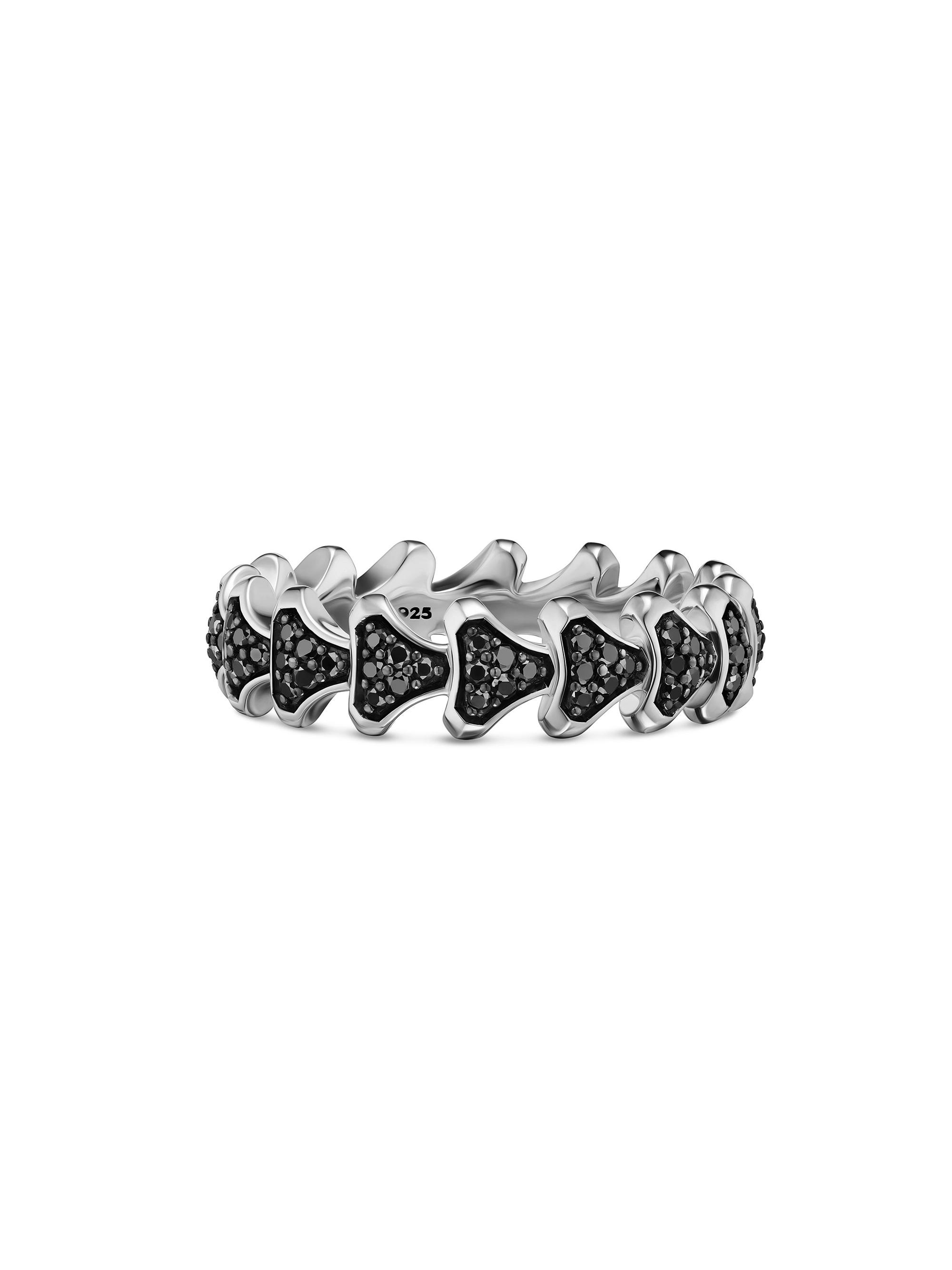 David Yurman Men's Armory Band Ring in Sterling Silver - Black Diamond