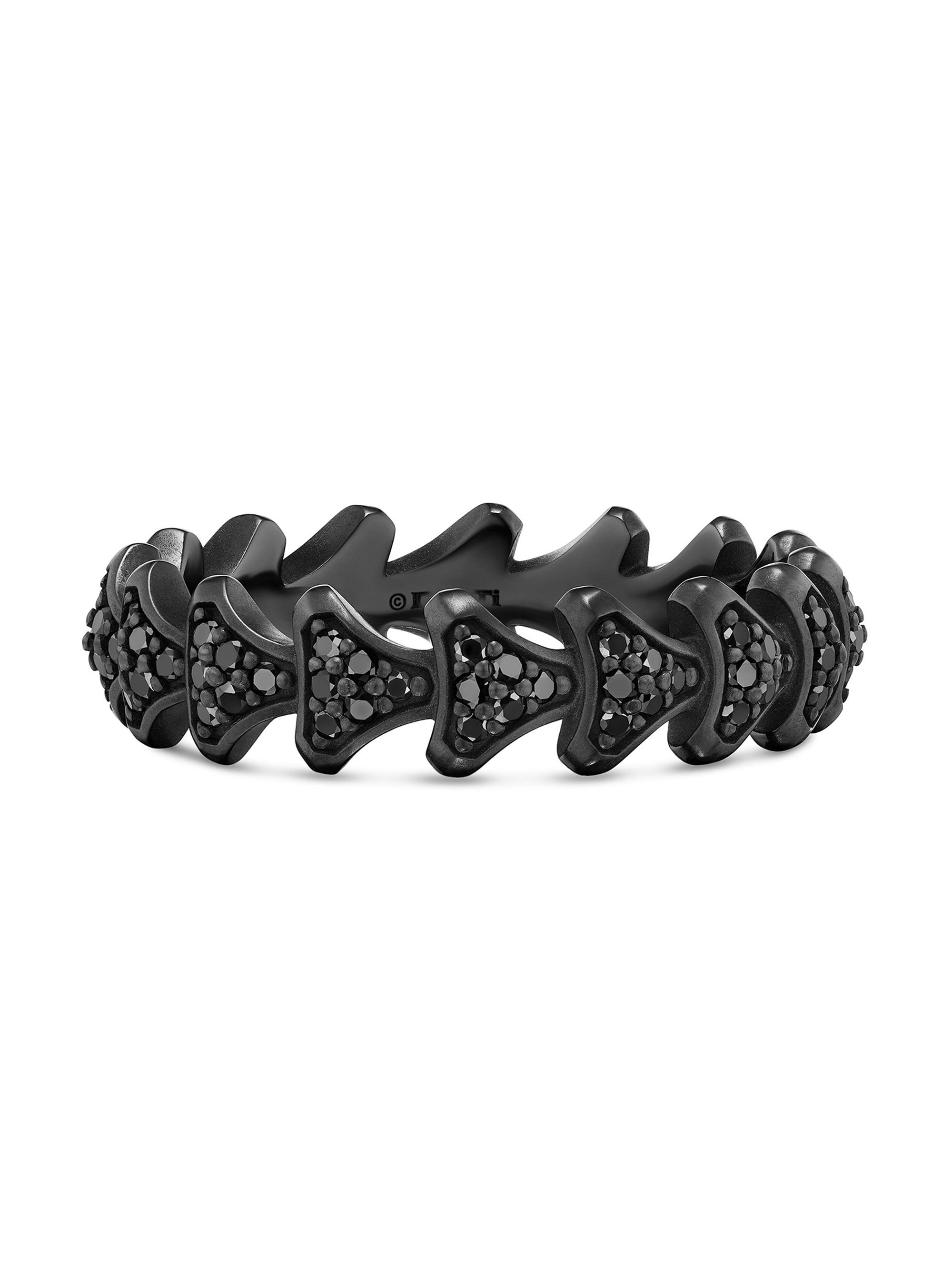 David Yurman Men's Armory Band Ring in Black Titanium - Black Diamond