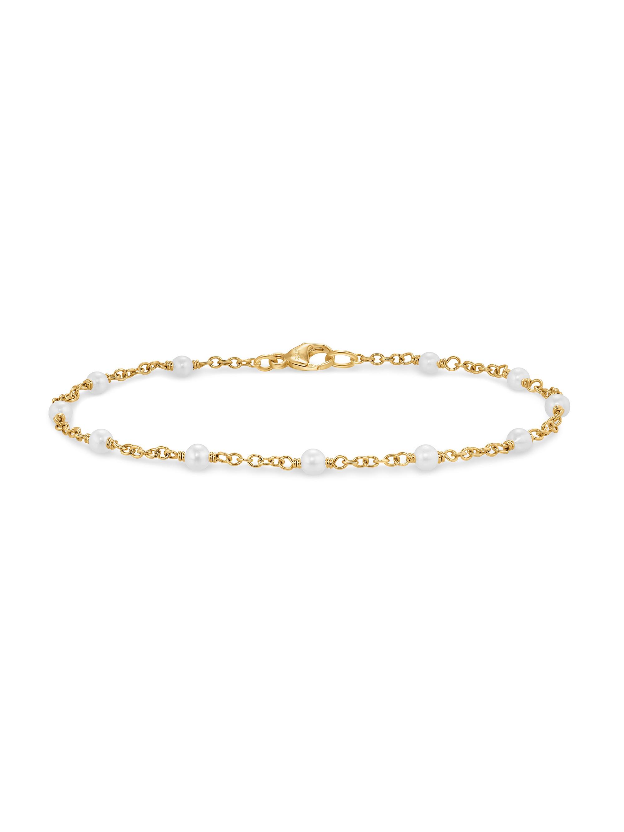 David Yurman Women's Pearl Classics Station Bracelet in 18K Yellow Gold, 3.5MM - Pearl