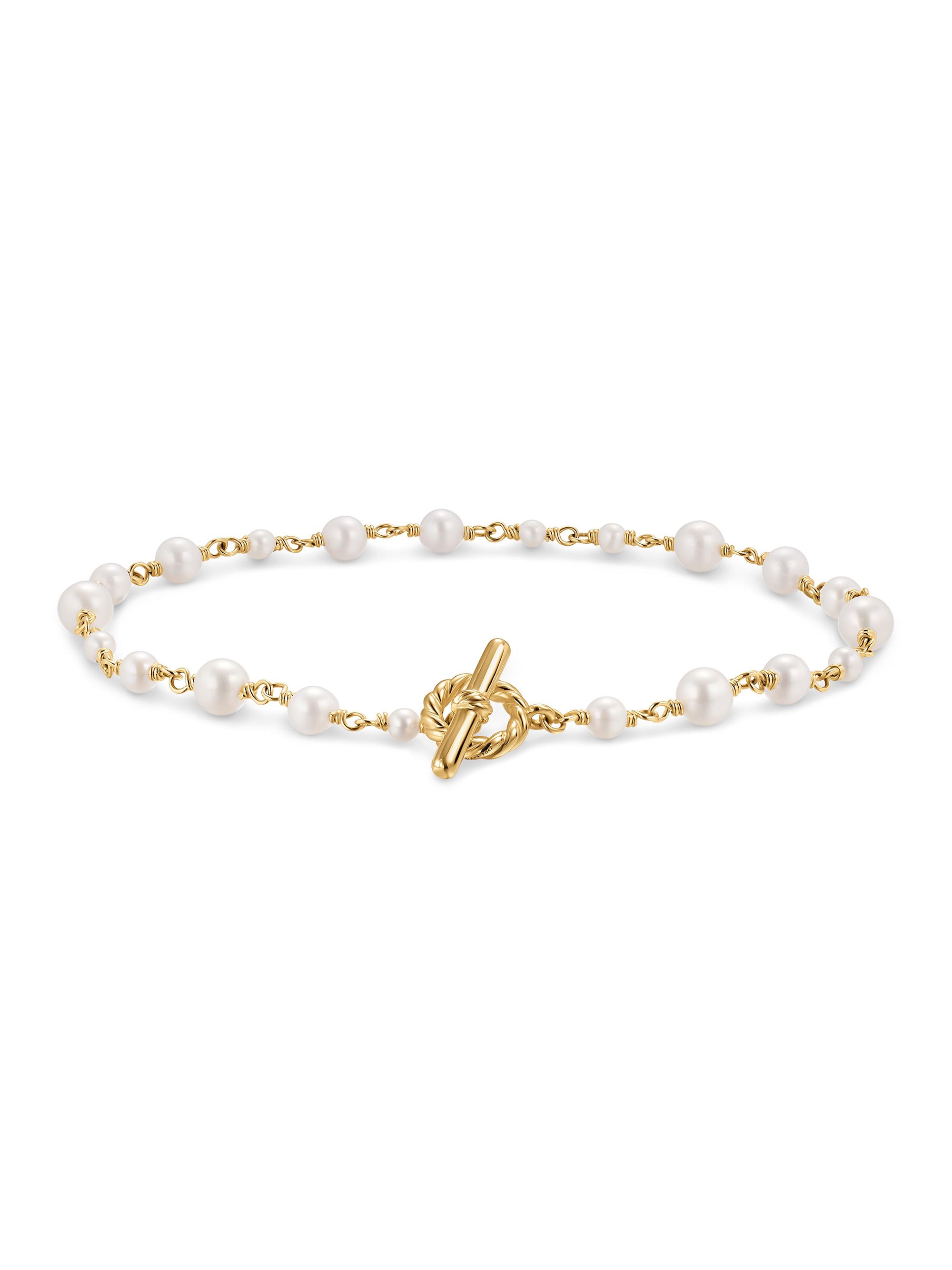 David Yurman Women's Pearl Classics Toggle Chain Bracelet in 18K Yellow Gold, 4.5MM - Pearl