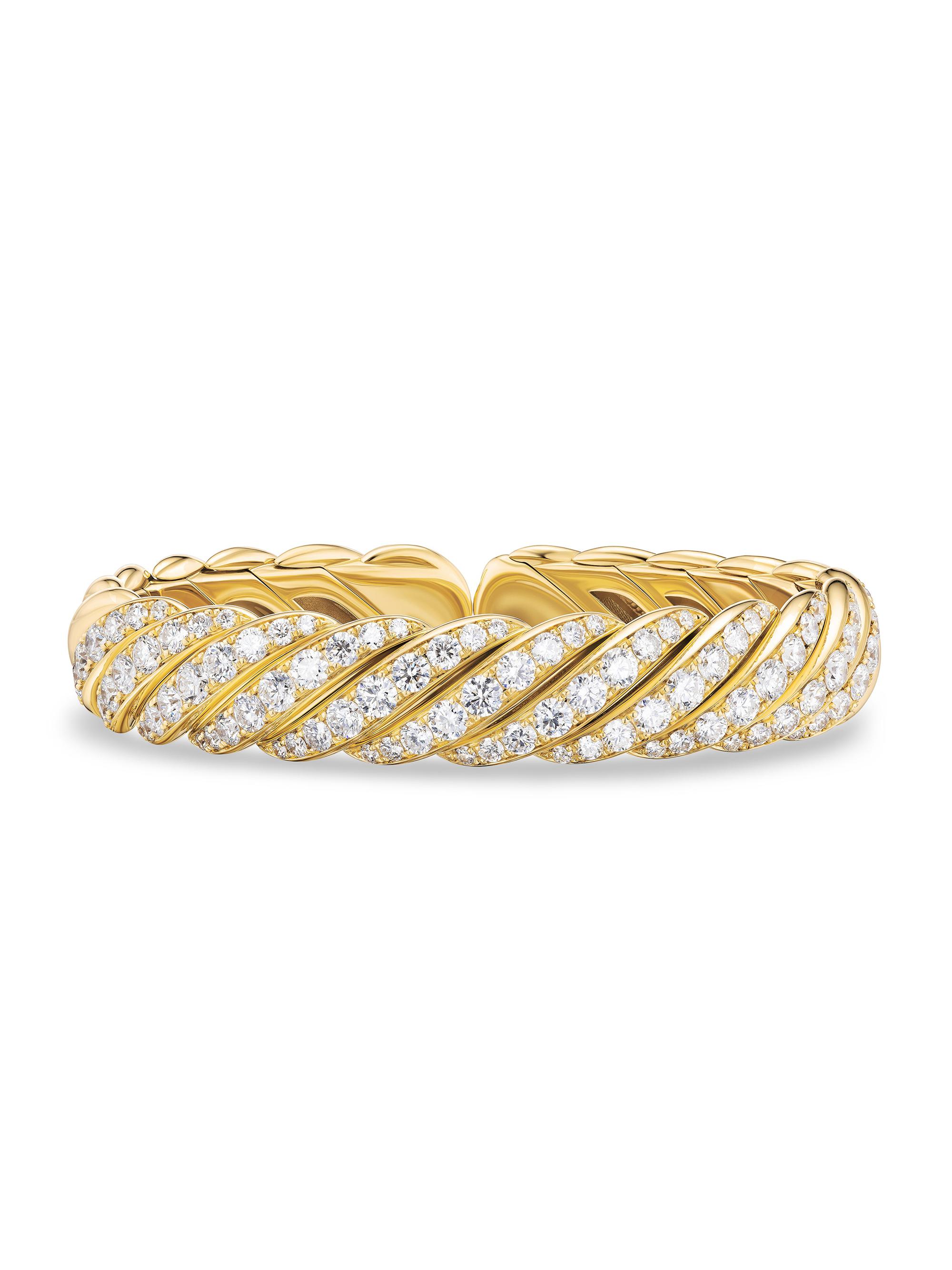 David Yurman Women's Sculpted Cable Flex Bracelet in 18K Yellow Gold - Diamond