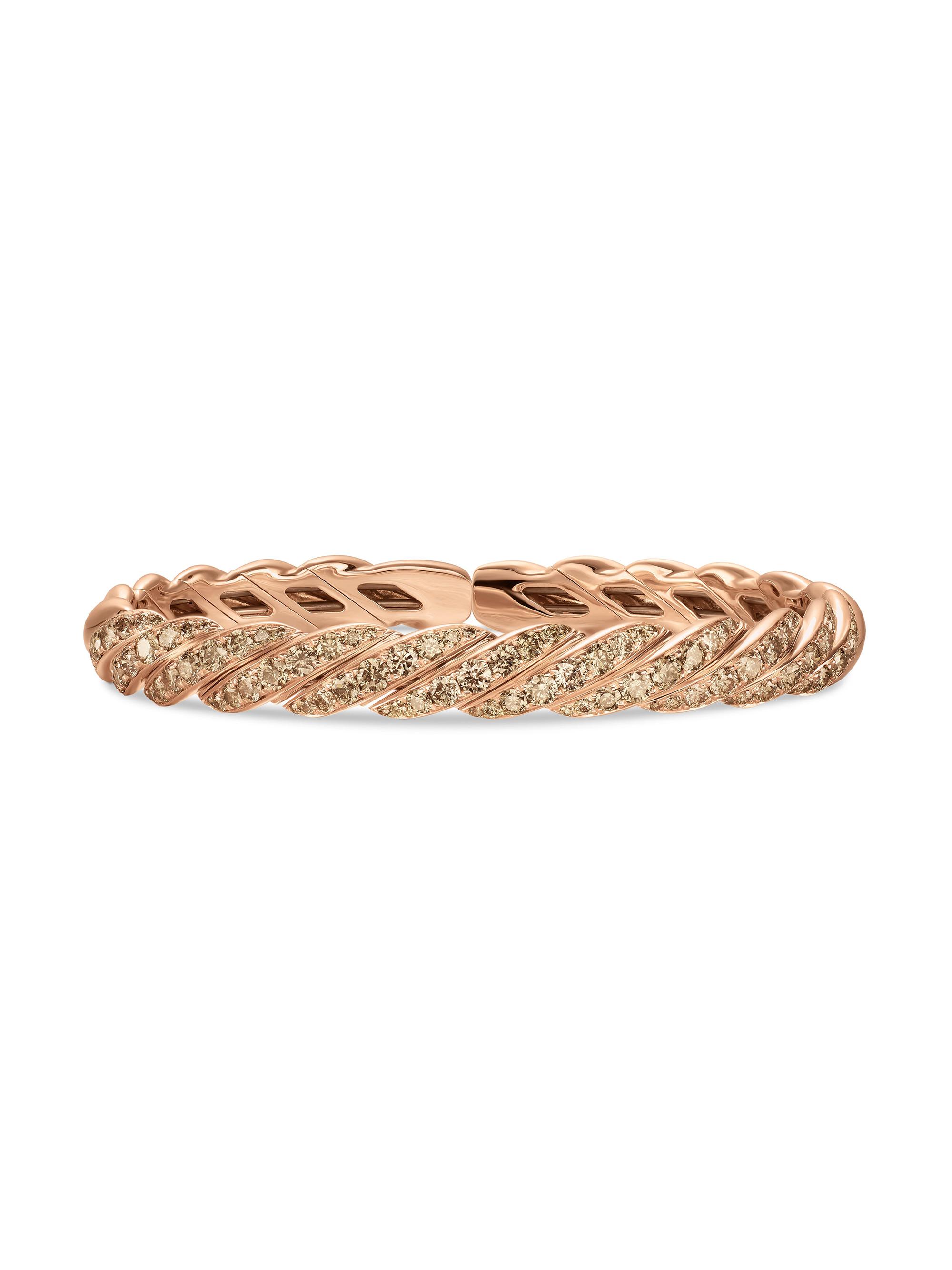 David Yurman Women's Sculpted Cable Flex Bracelet in 18K Rose Gold - Cognac Diamond