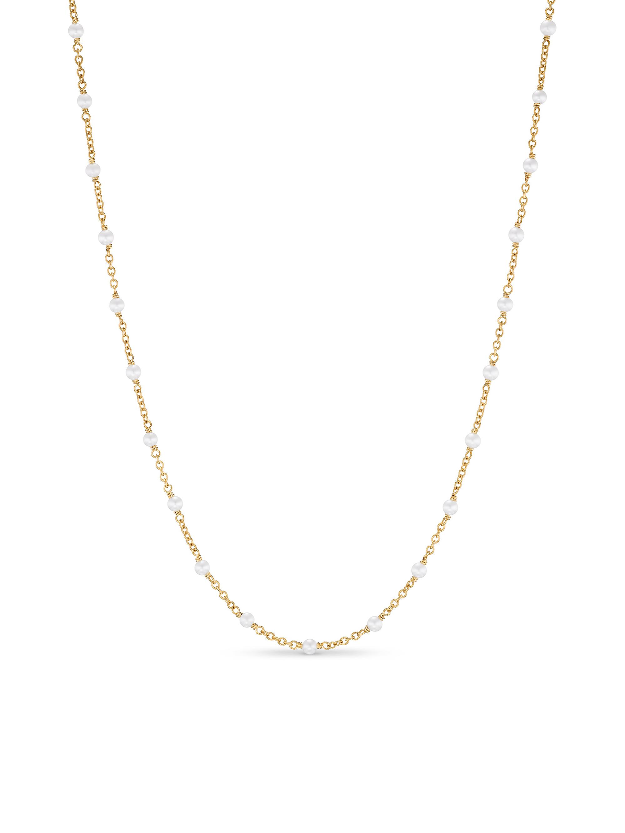 David Yurman Women's Pearl Classics Station Necklace in 18K Yellow Gold - Pearl