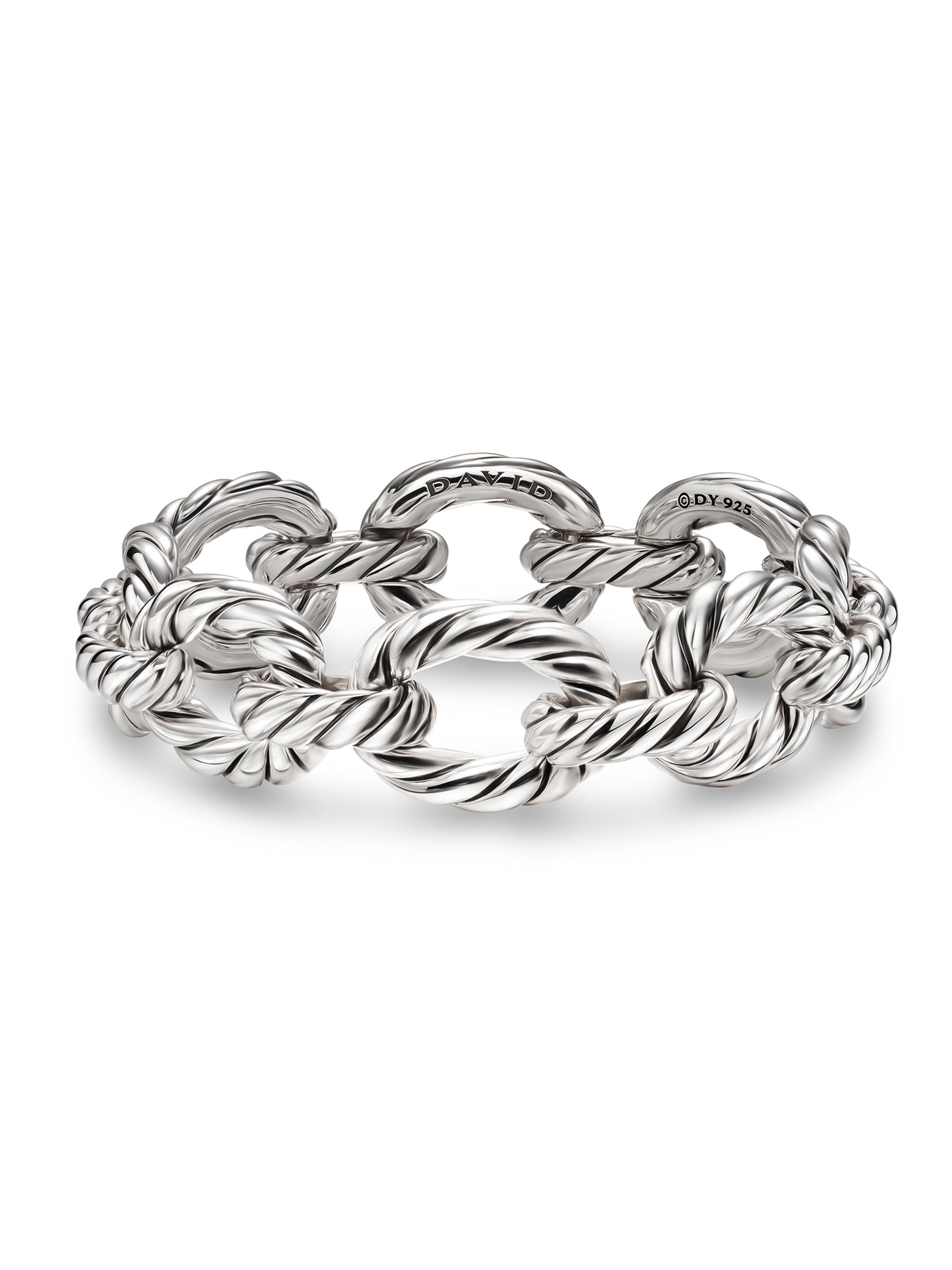 David Yurman Women's Sculpted Cable Oval Link Bracelet in Sterling Silver, 18MM - Silver