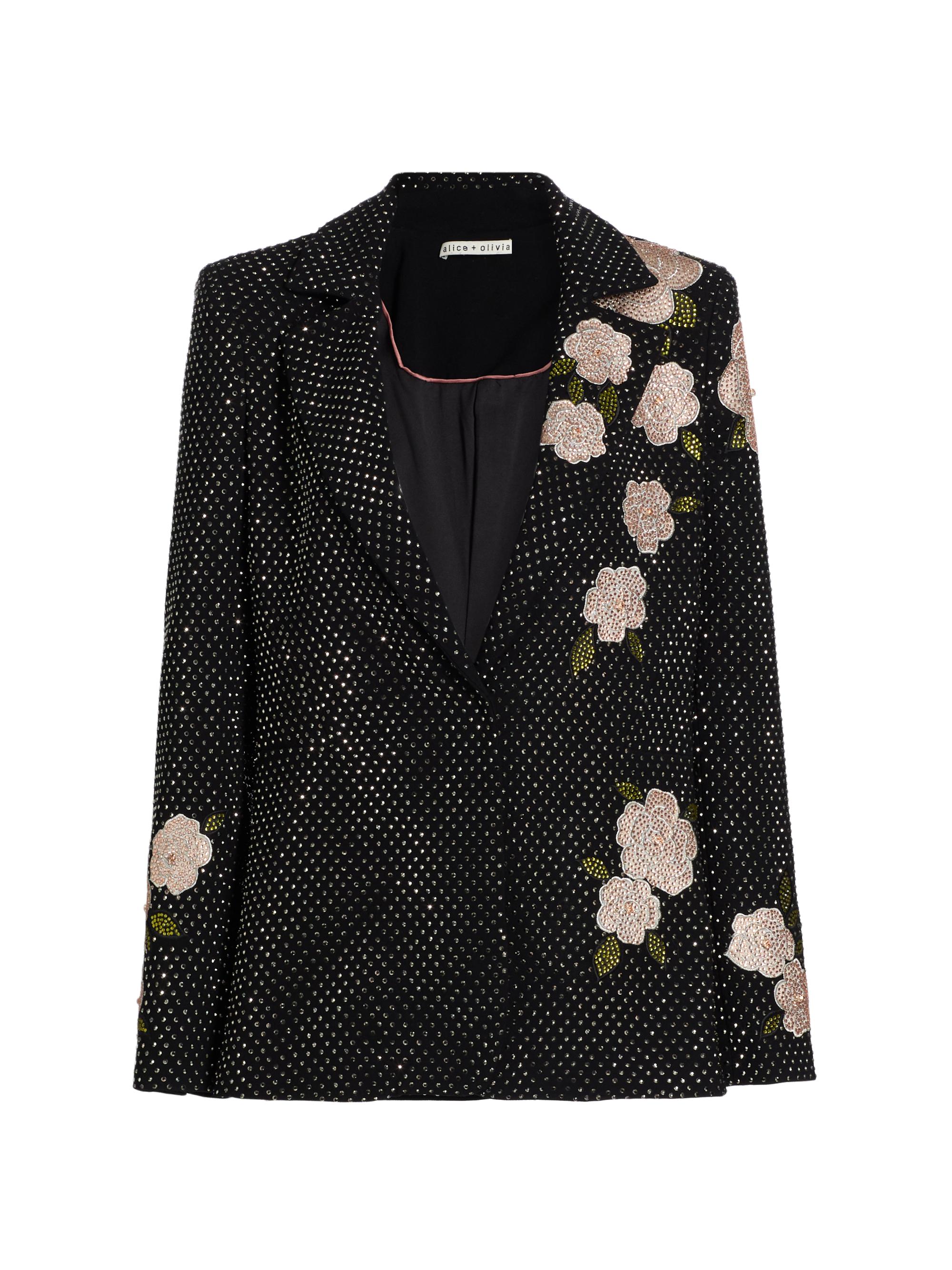 ALICE + OLIVIA Women's Macey Embellished Notch Lapel Blazer - Black Hematite