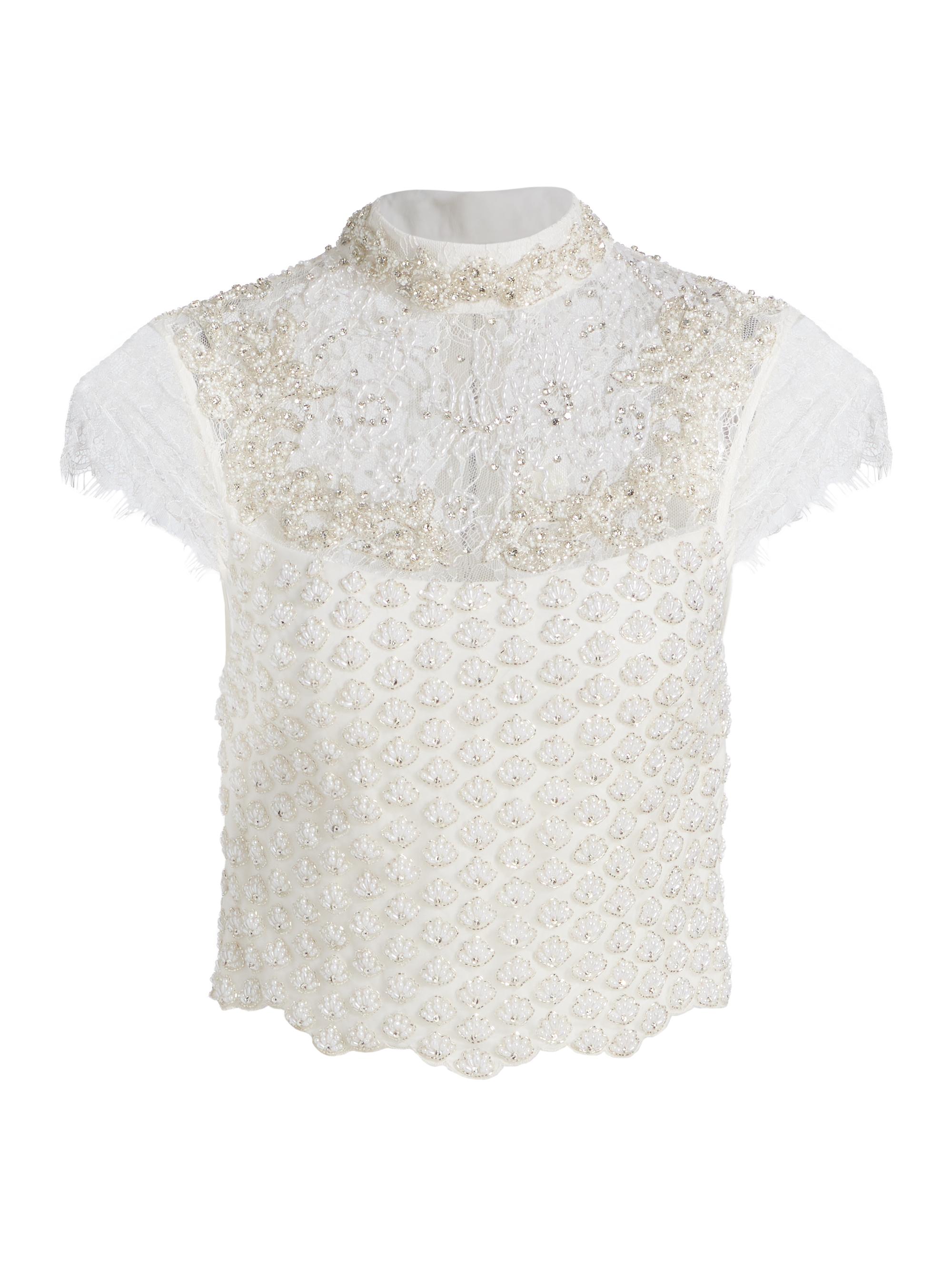 ALICE + OLIVIA Women's Pria Embellished Top - Off White