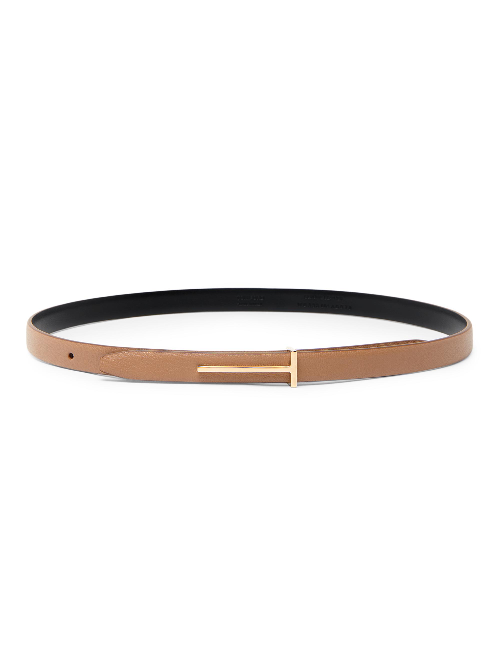 TOM FORD Women's Slim T Grain Leather Belt - Rhum