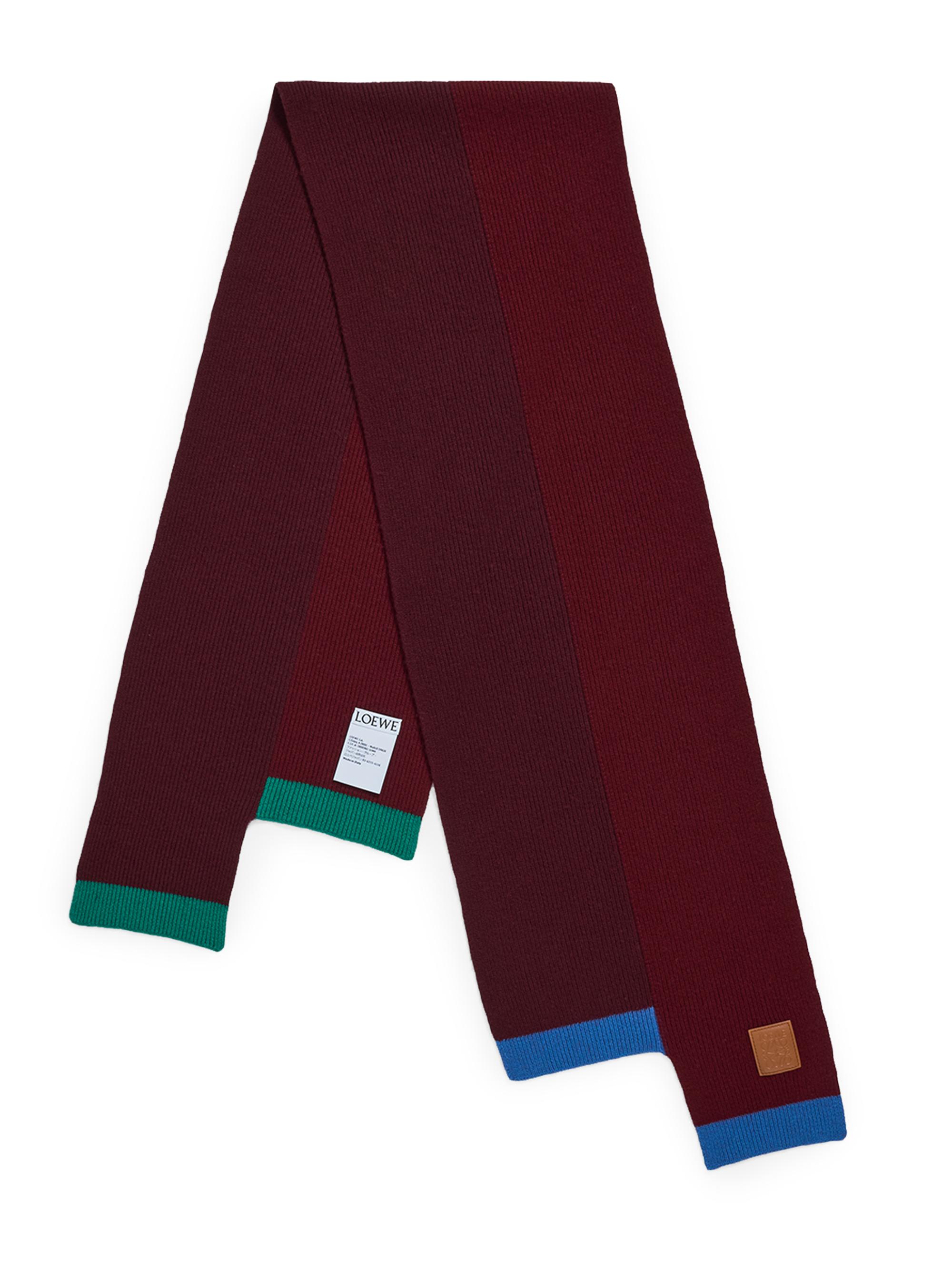 LOEWE Women's Wool Rib-Knit Asymmetric Scarf - Green Red