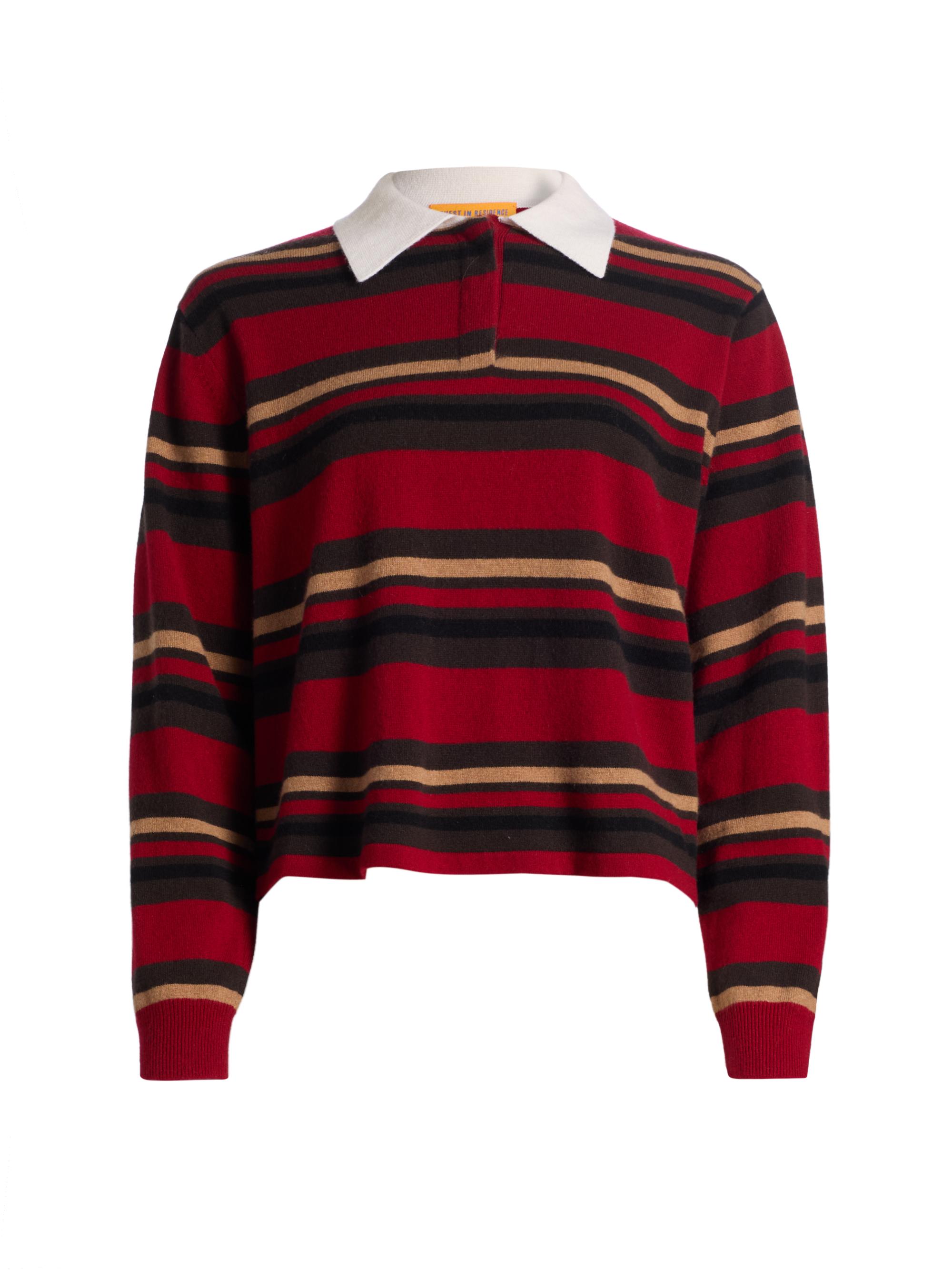 Guest in Residence Women's Striped Crop Rugby Sweater - Ruby Combo