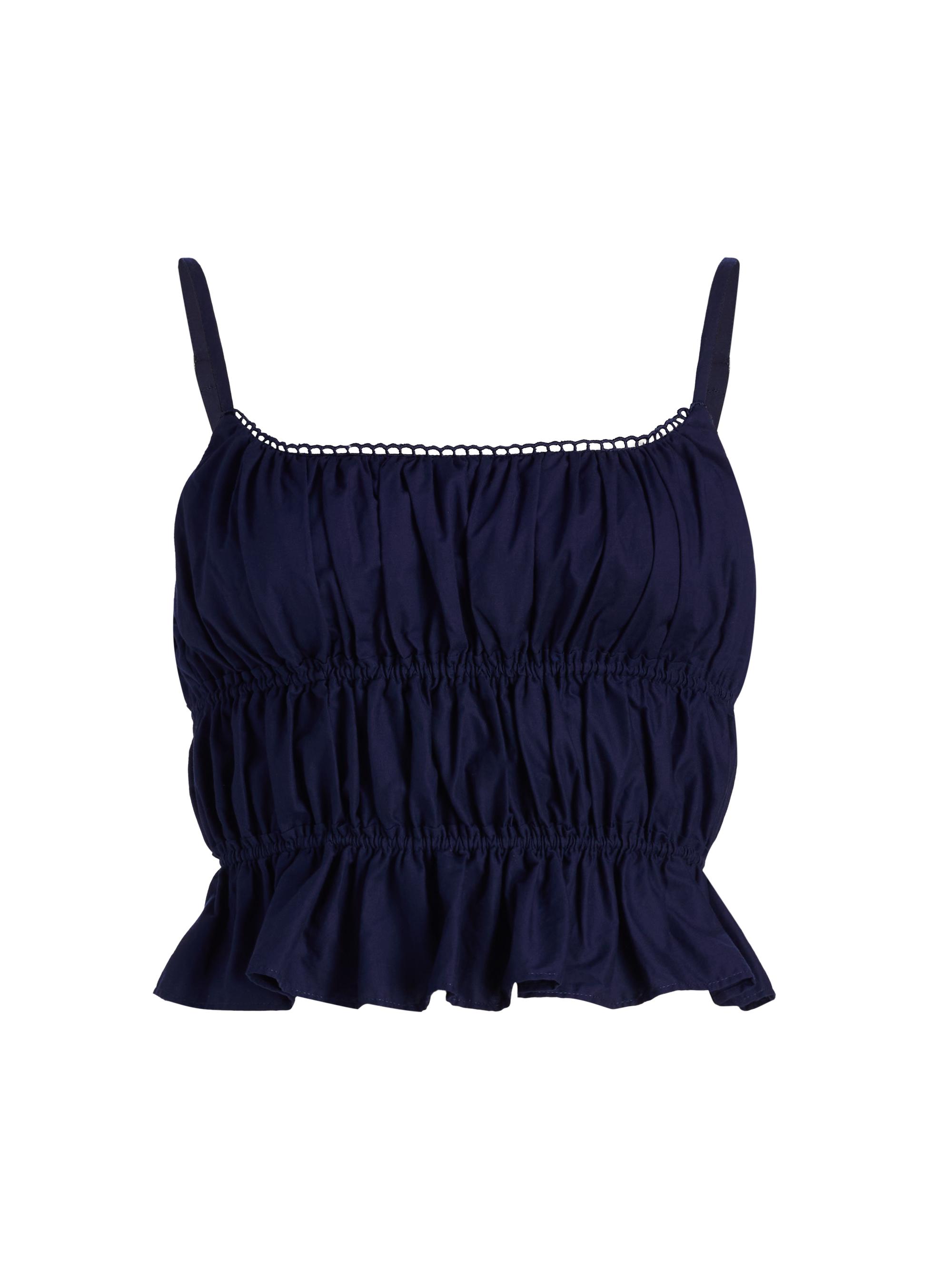 Peixoto Women's Amelia Ruffle Crop Top - Navy