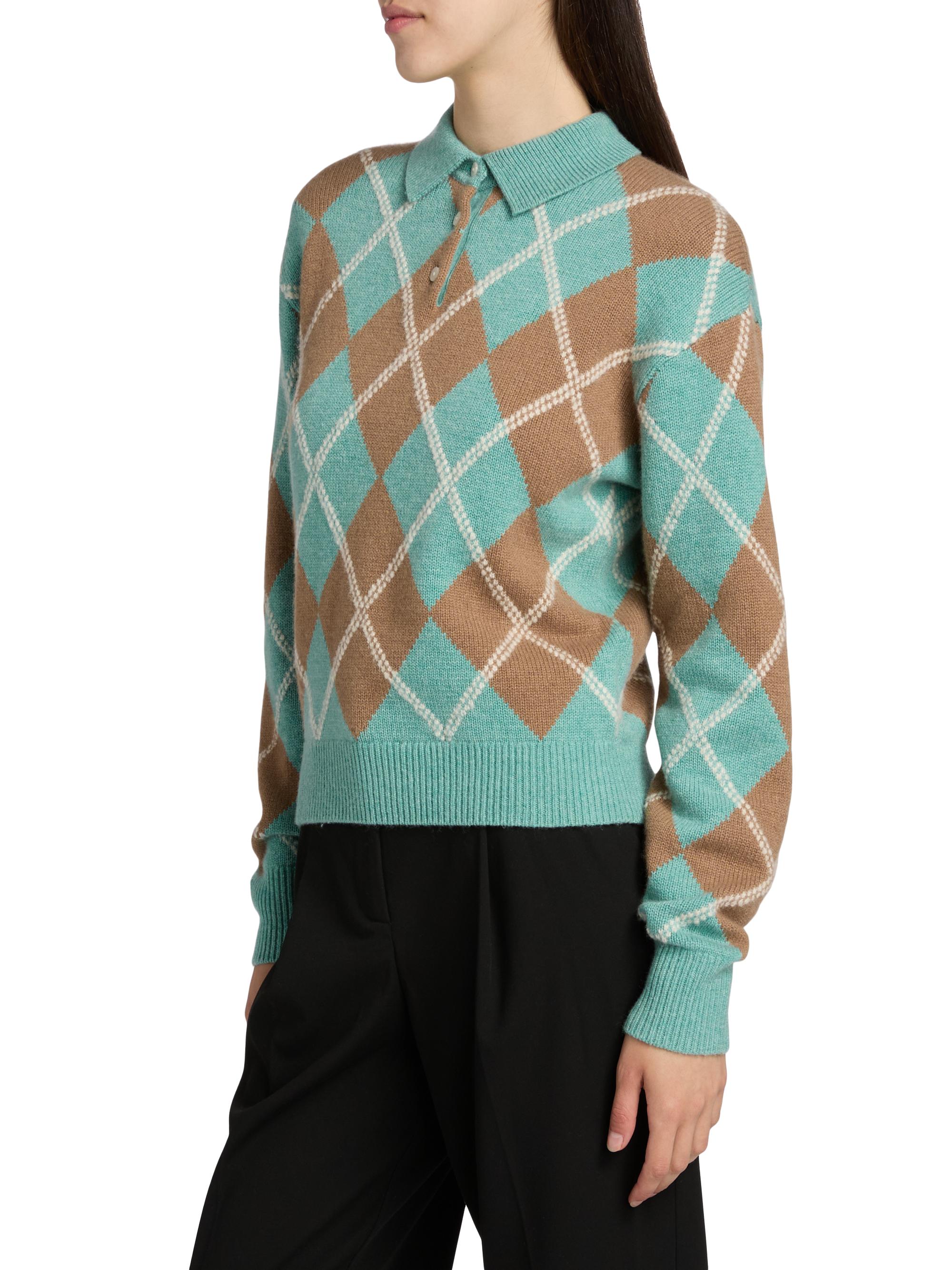Guest in Residence Collegiate Argyle Wool-Blend Polo Sweater