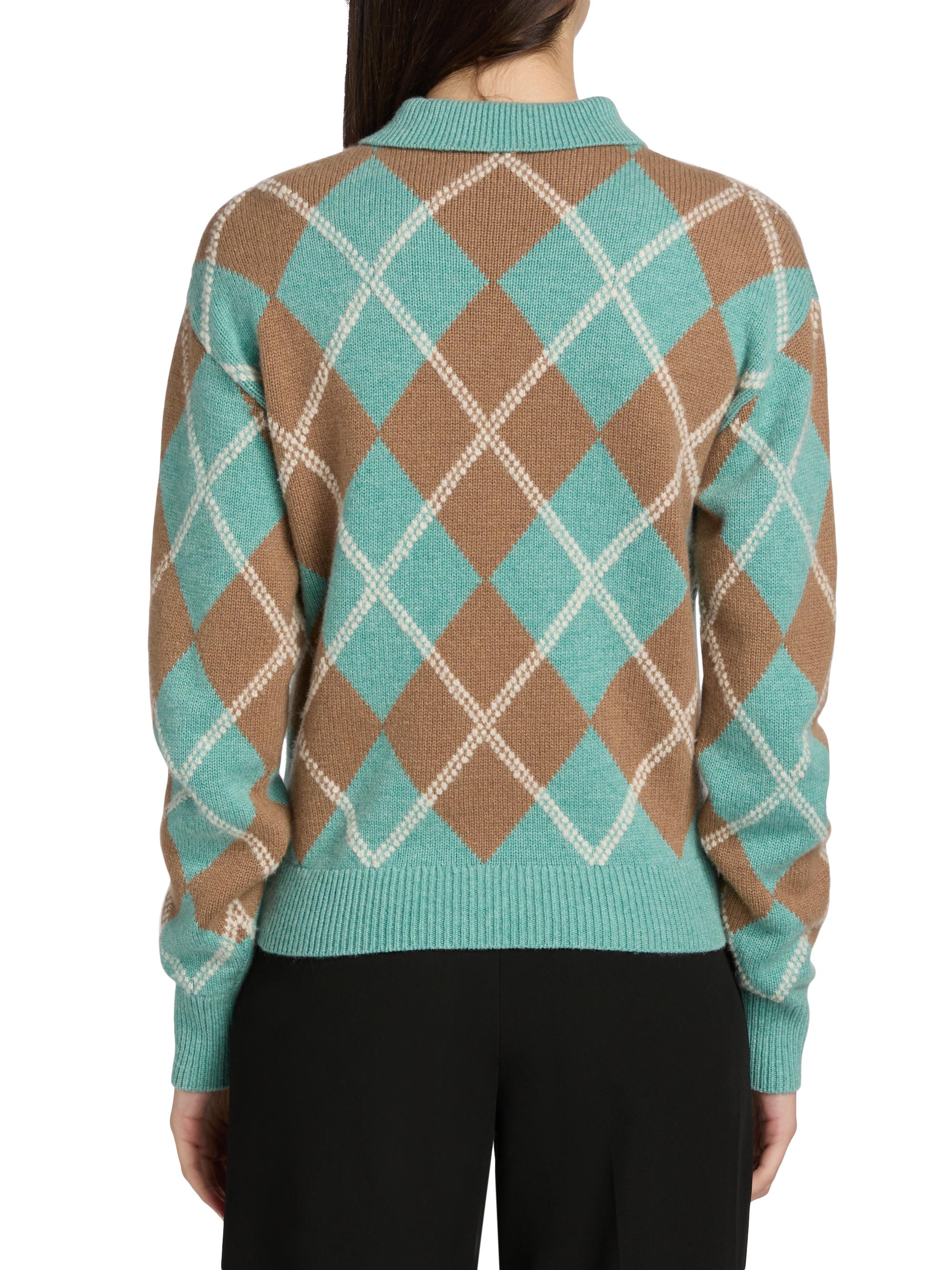 Guest in Residence Collegiate Argyle Wool-Blend Polo Sweater
