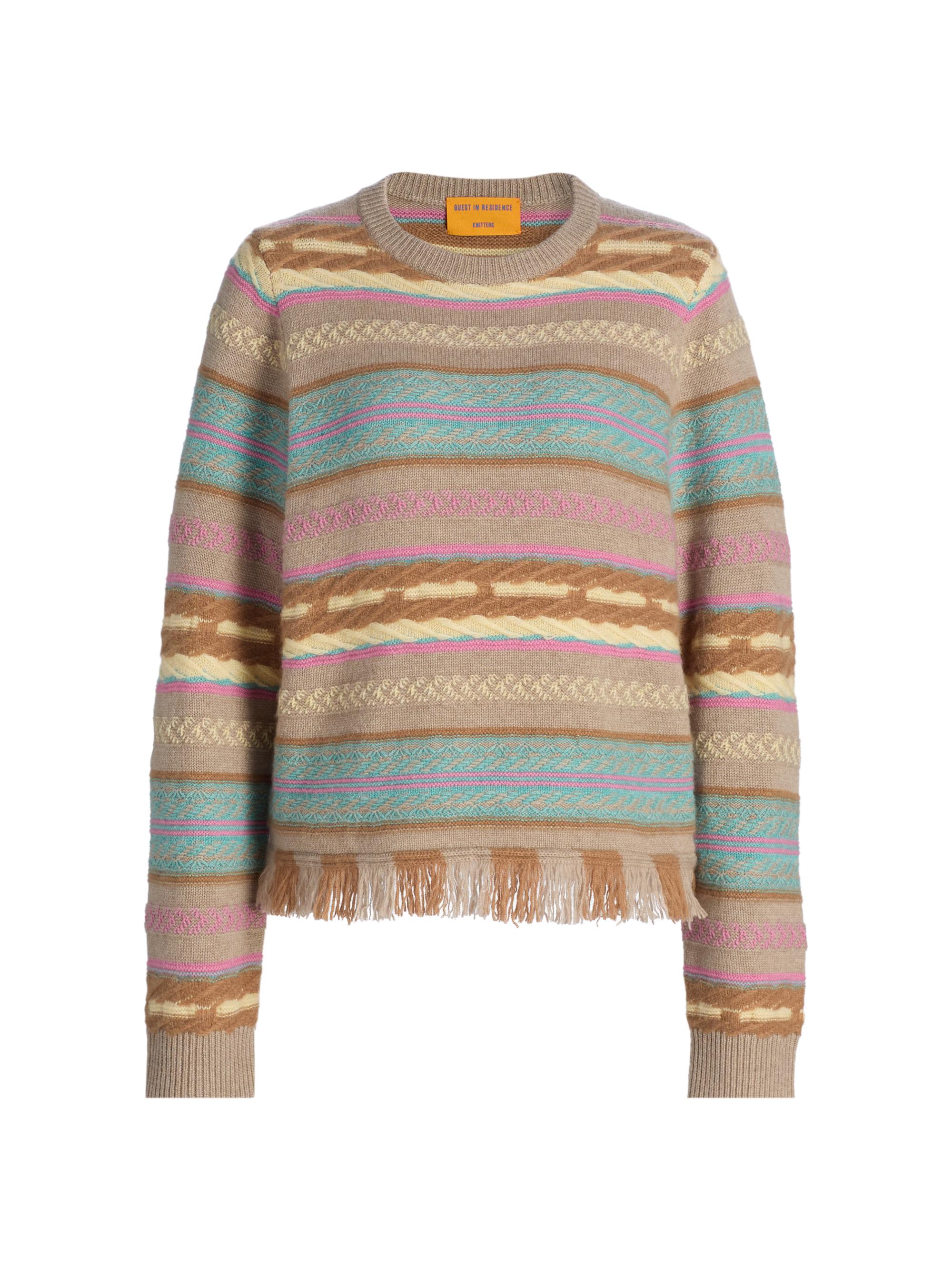 Guest in Residence Women's Western Stripe Sweater - Taupe Combo