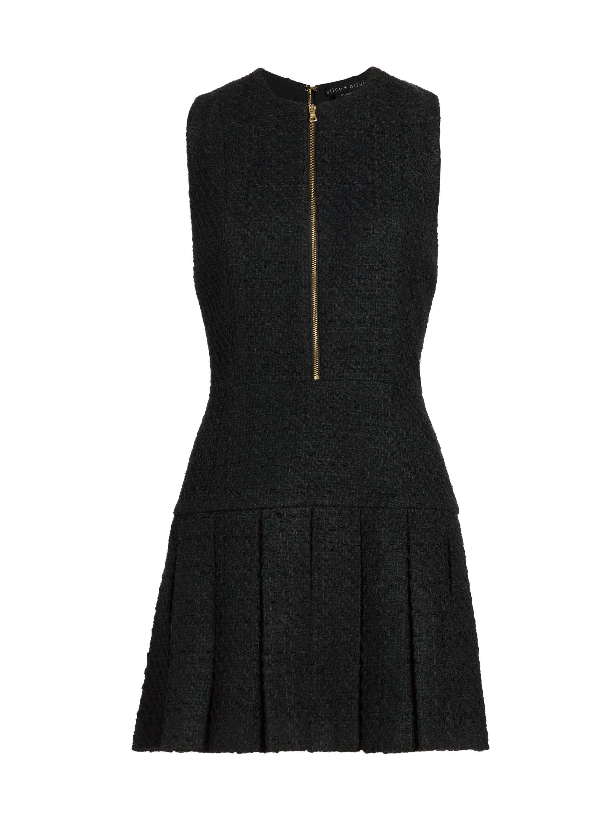 ALICE + OLIVIA Women's Ellis Pleated Drop-Waist Minidress - Black
