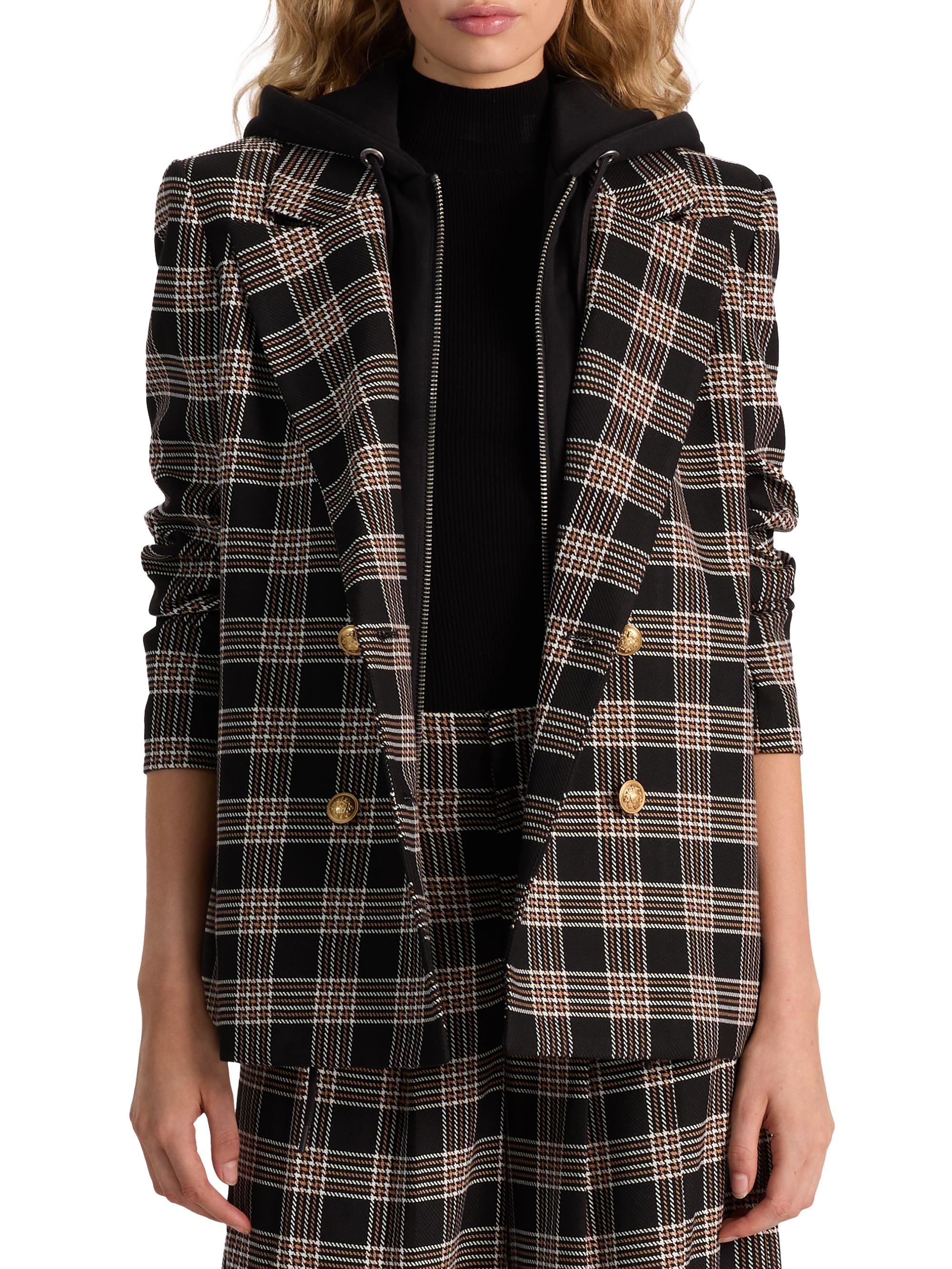 ALICE + OLIVIA Jordan Plaid Removable Hoodie Blazer | Saks Fifth