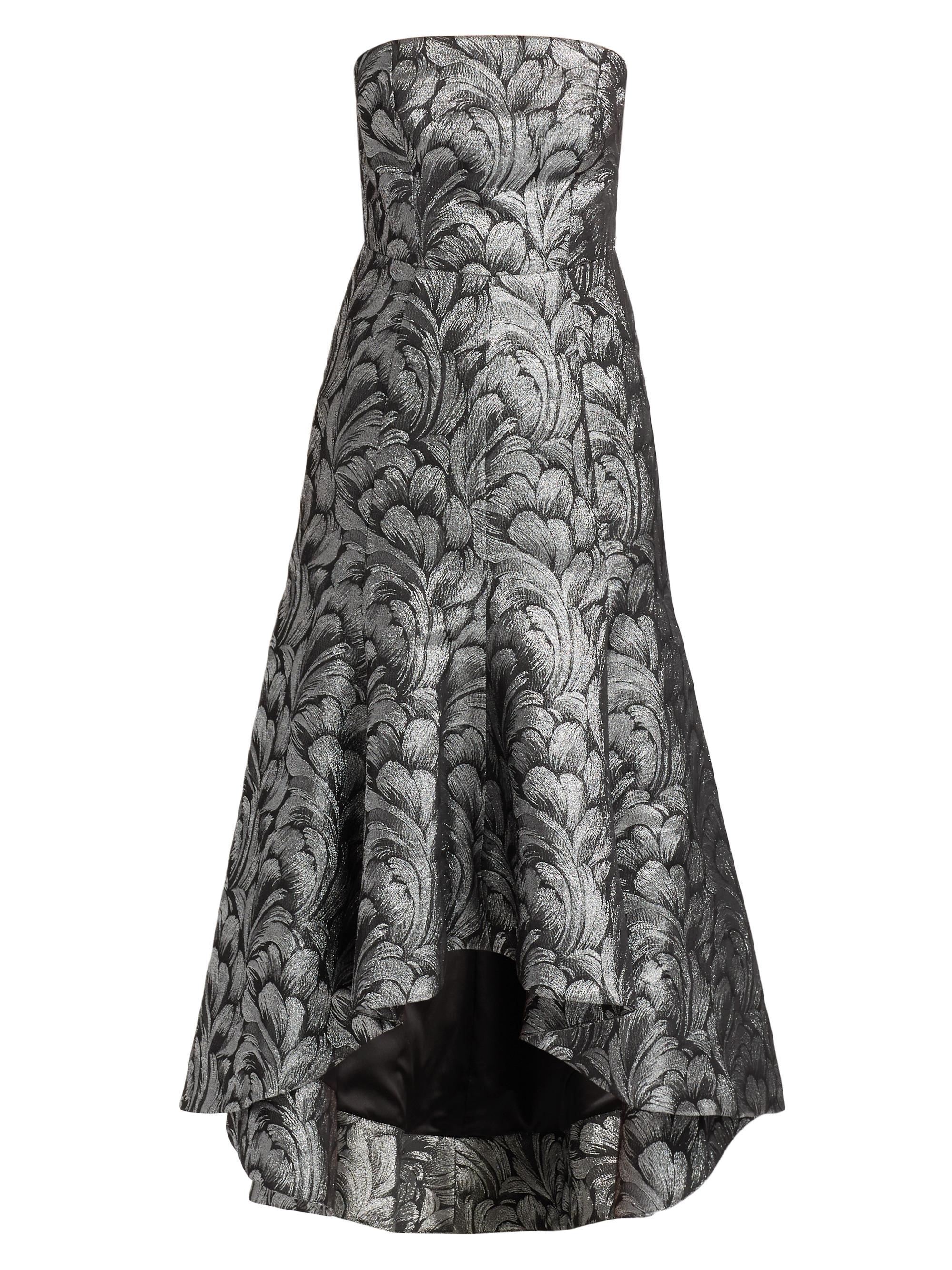 Milly Women's Diana Feather Jacquard Strapless Midi-Dress - Silver Multi