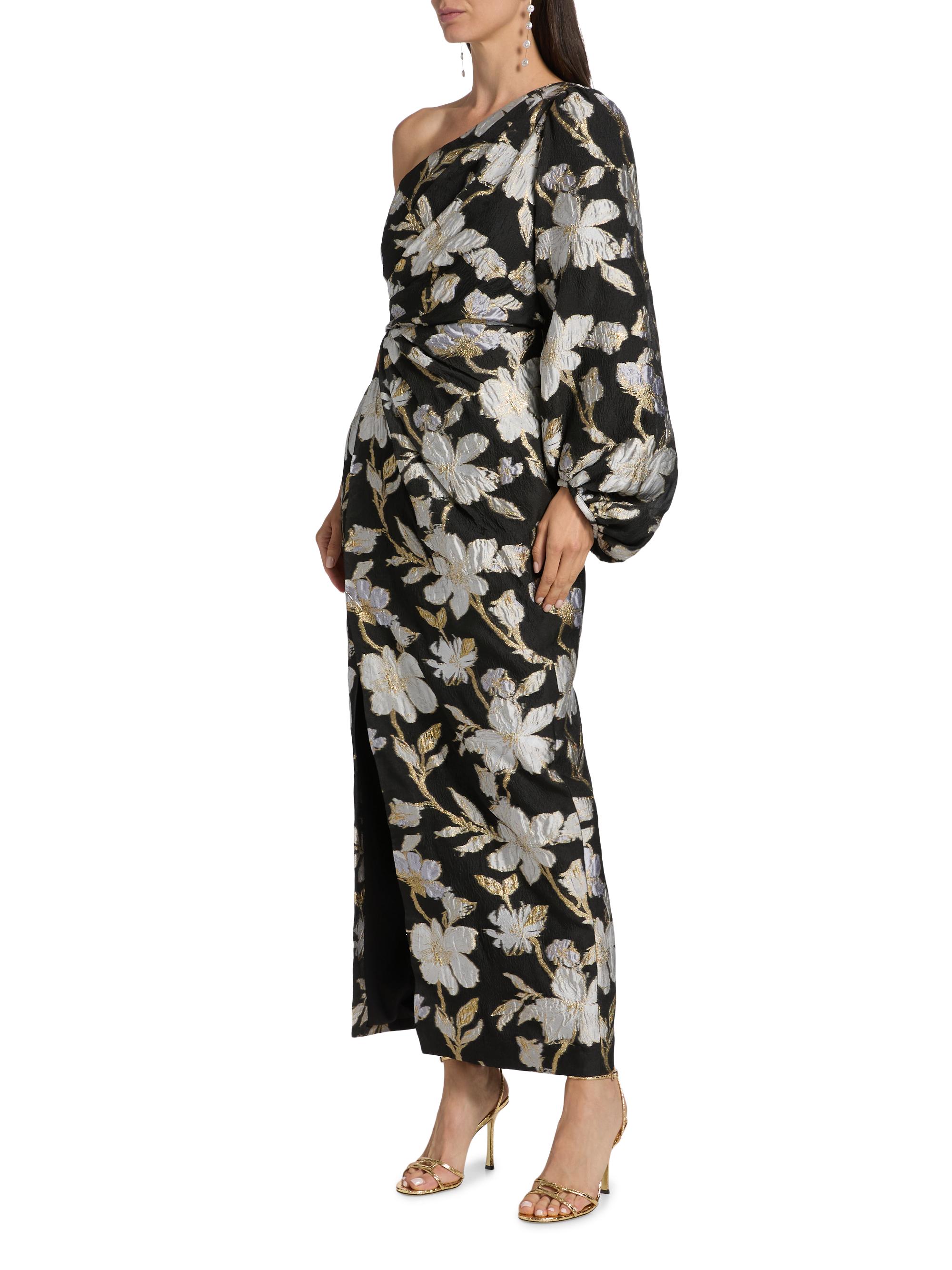 Milly | Black Gold | Women's Cher Floral Jacquard Maxi Dress -_