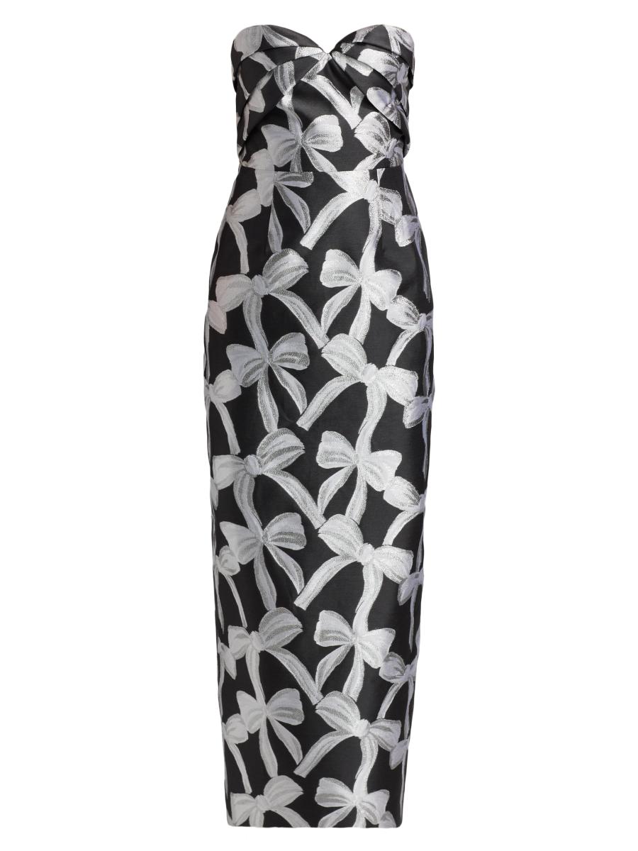 Milly Women's Donna Metallic Ribbon Jacquard Strapless Gown In Multi