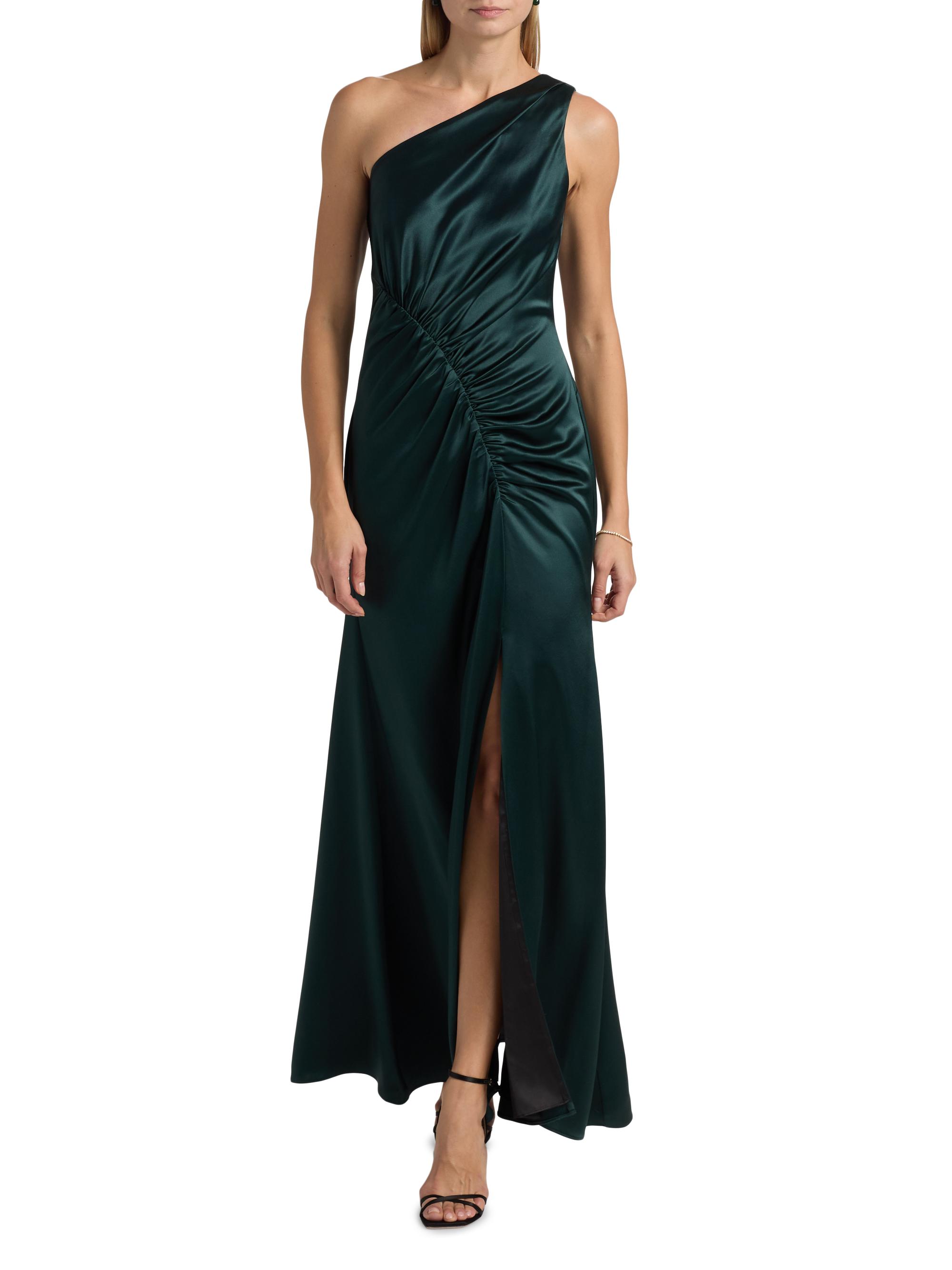 hammered satin dress Draped hammered-satin gown - silver