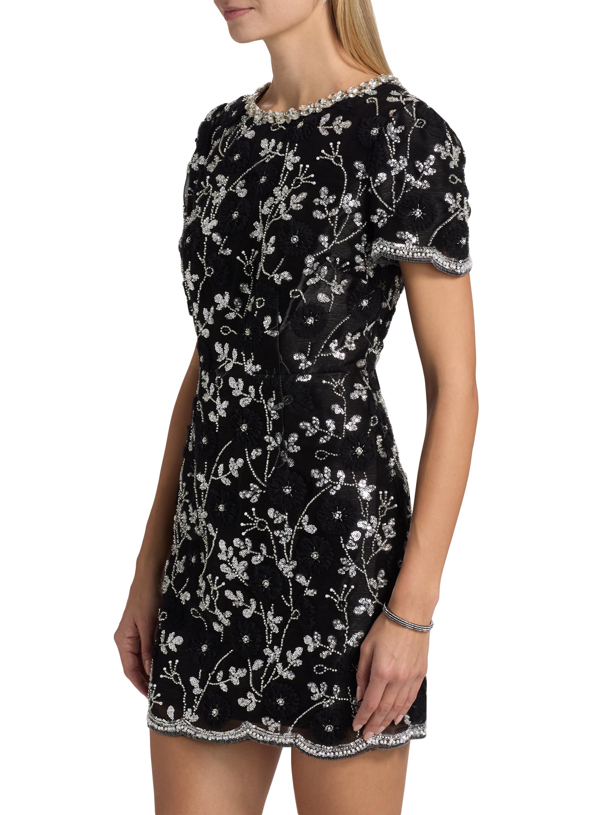Milly Daisy Sequined Floral Minidress | Saks Fifth Avenue